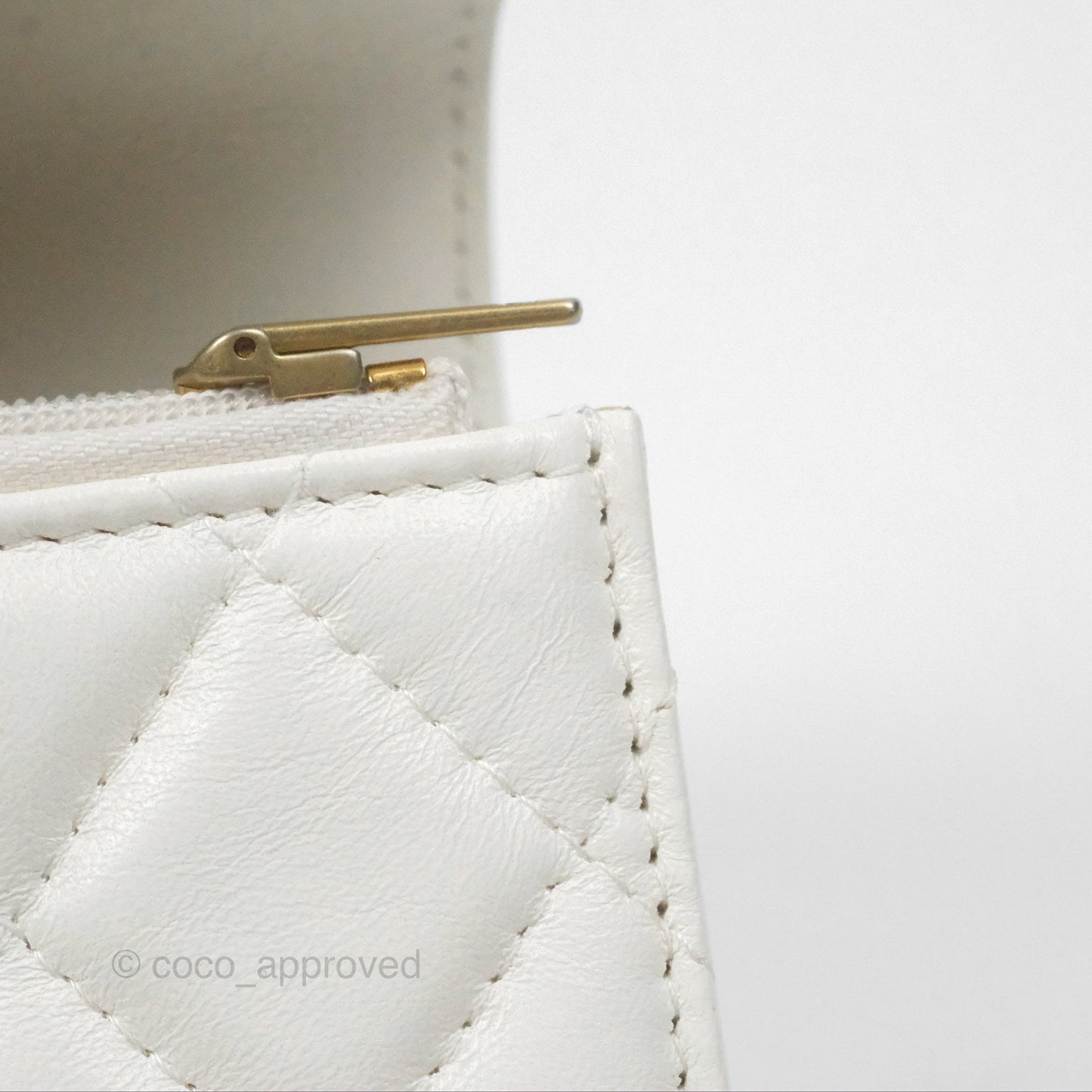 Chanel Dynasty Phone Holder with Chain White Ivory Lambskin Aged Gold Hardware