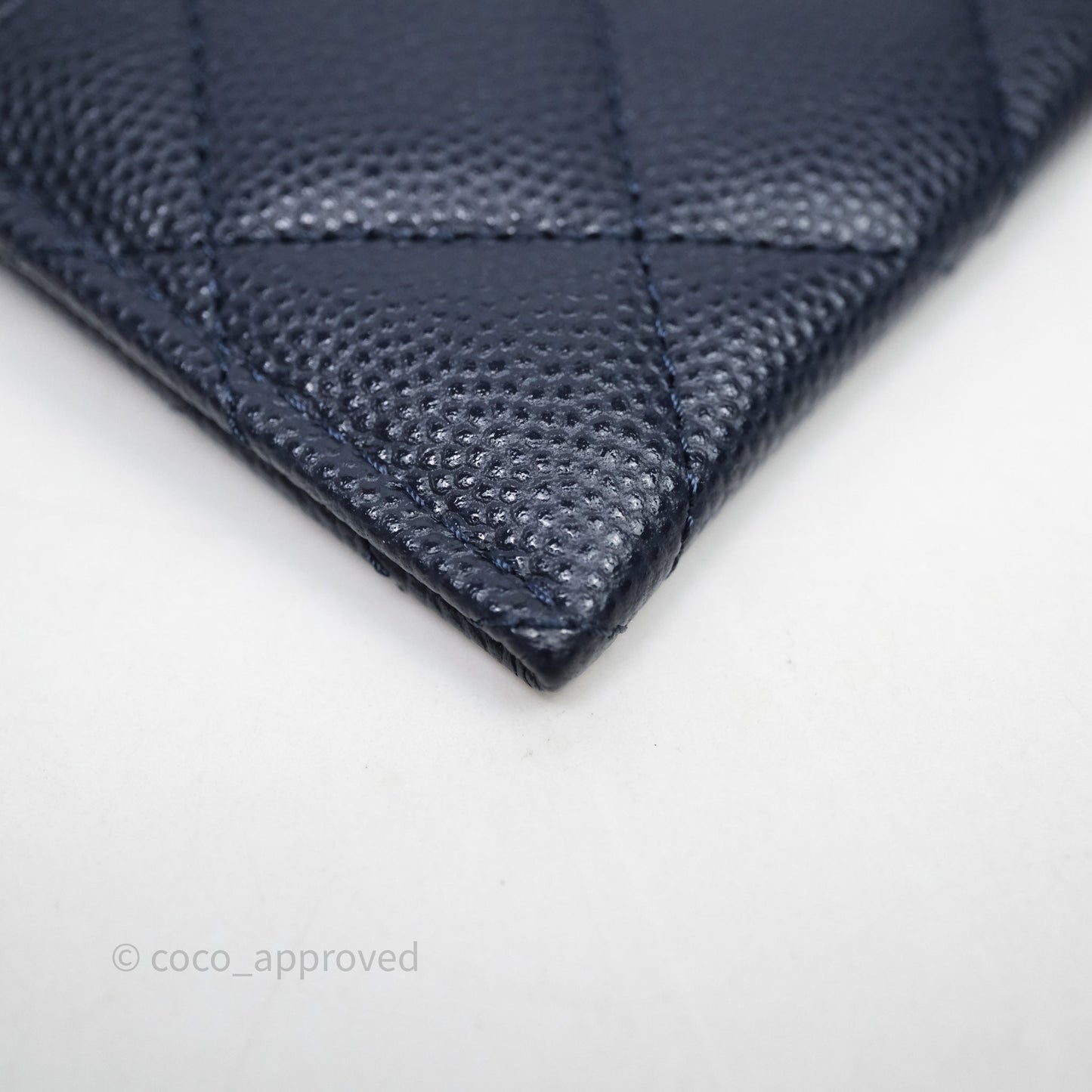 Chanel Classic Flat Card Holder Navy Caviar Gold Hardware