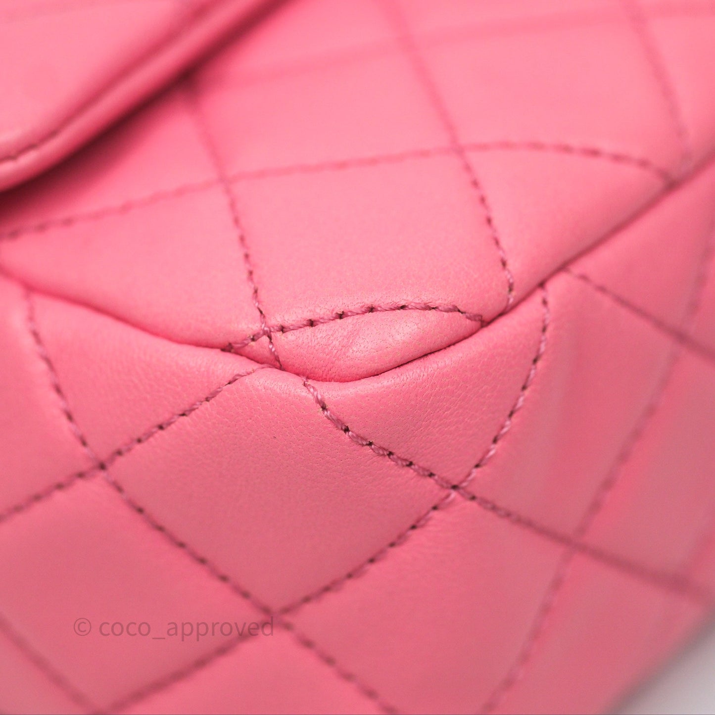 Chanel Mini Rectangular Pearl Crush Quilted Pink Lambskin Aged Gold Hardware