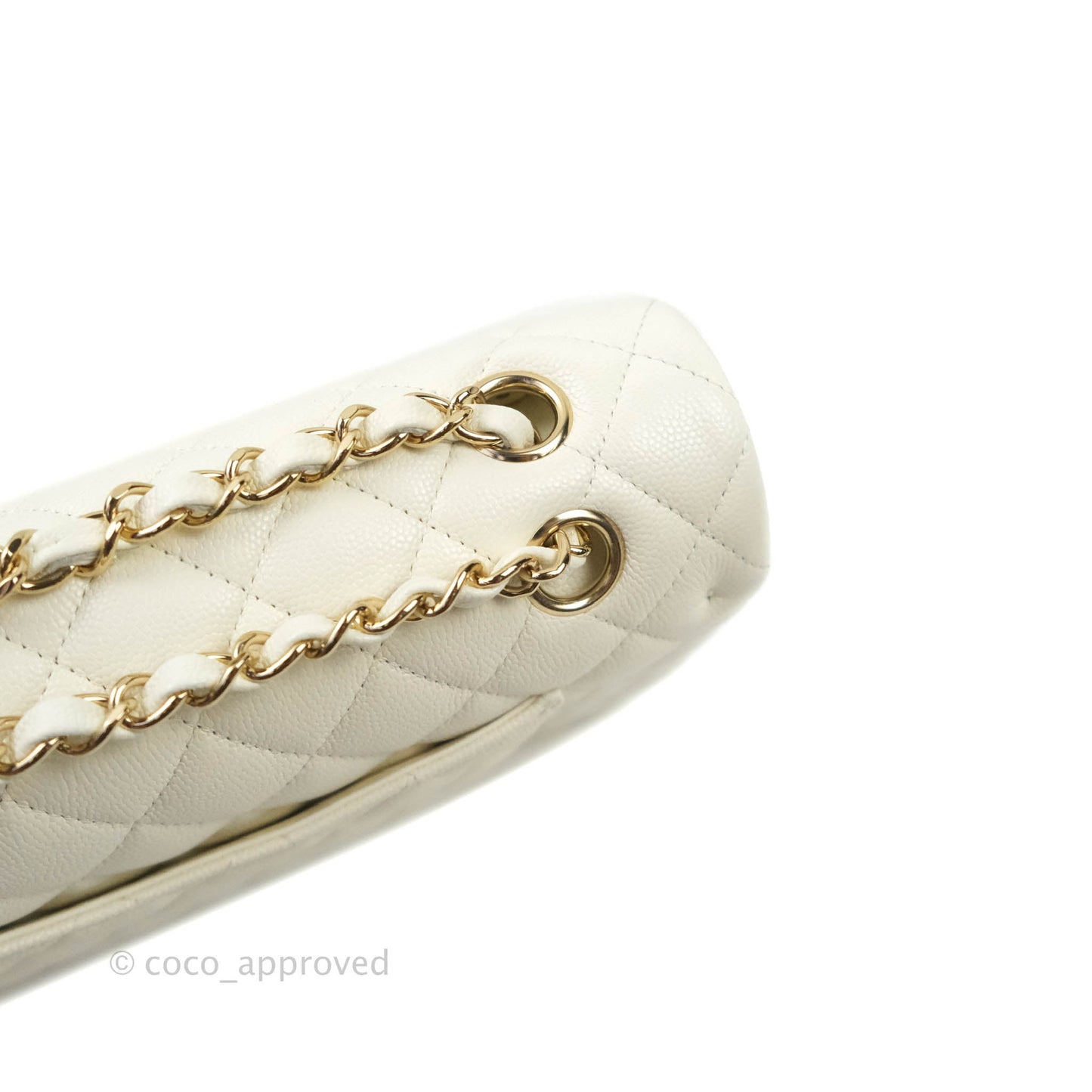 Chanel Classic M/L Medium Double Flap Ivory White Caviar Gold Hardware