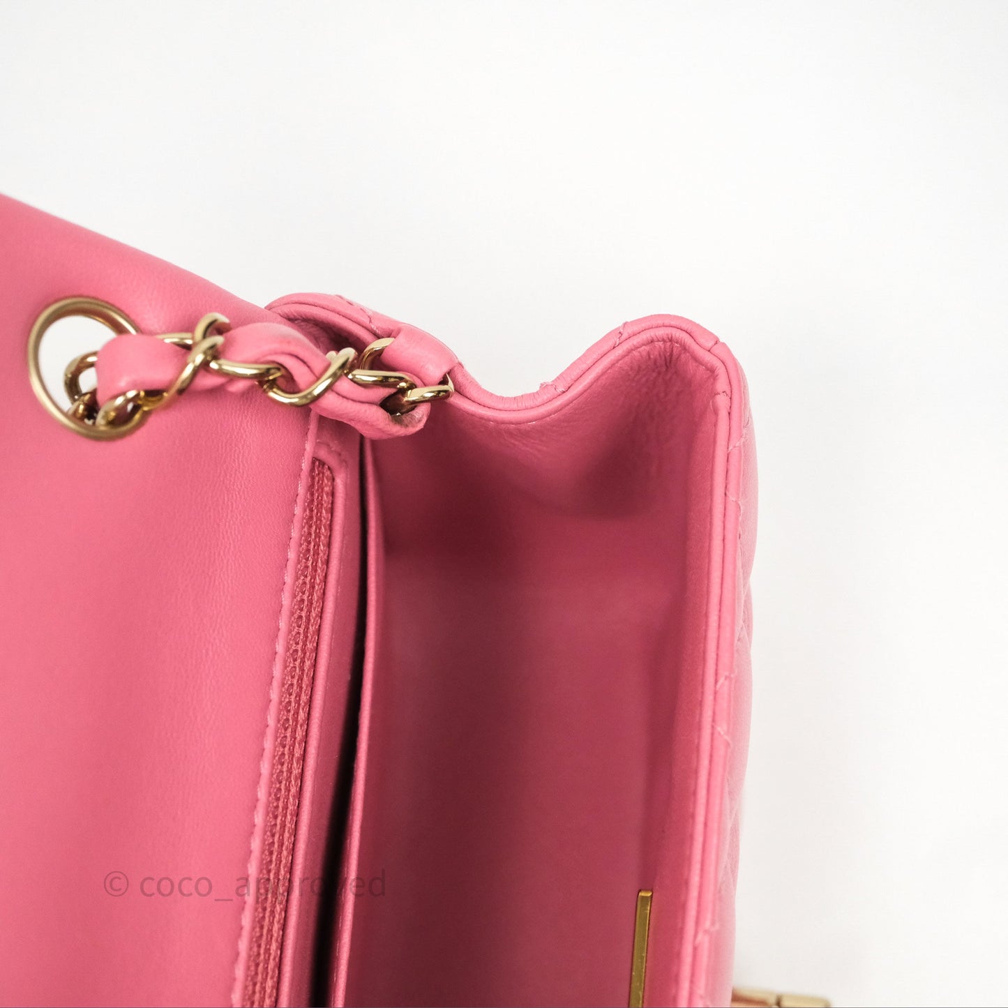 Chanel Mini Square Flap Quilted Pink Lambskin Gold Hardware