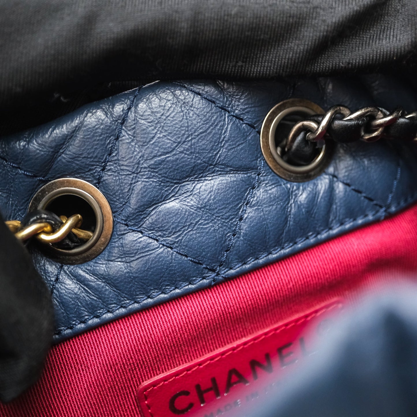 Chanel Gabrielle Backpack Blue Aged Calfskin Small