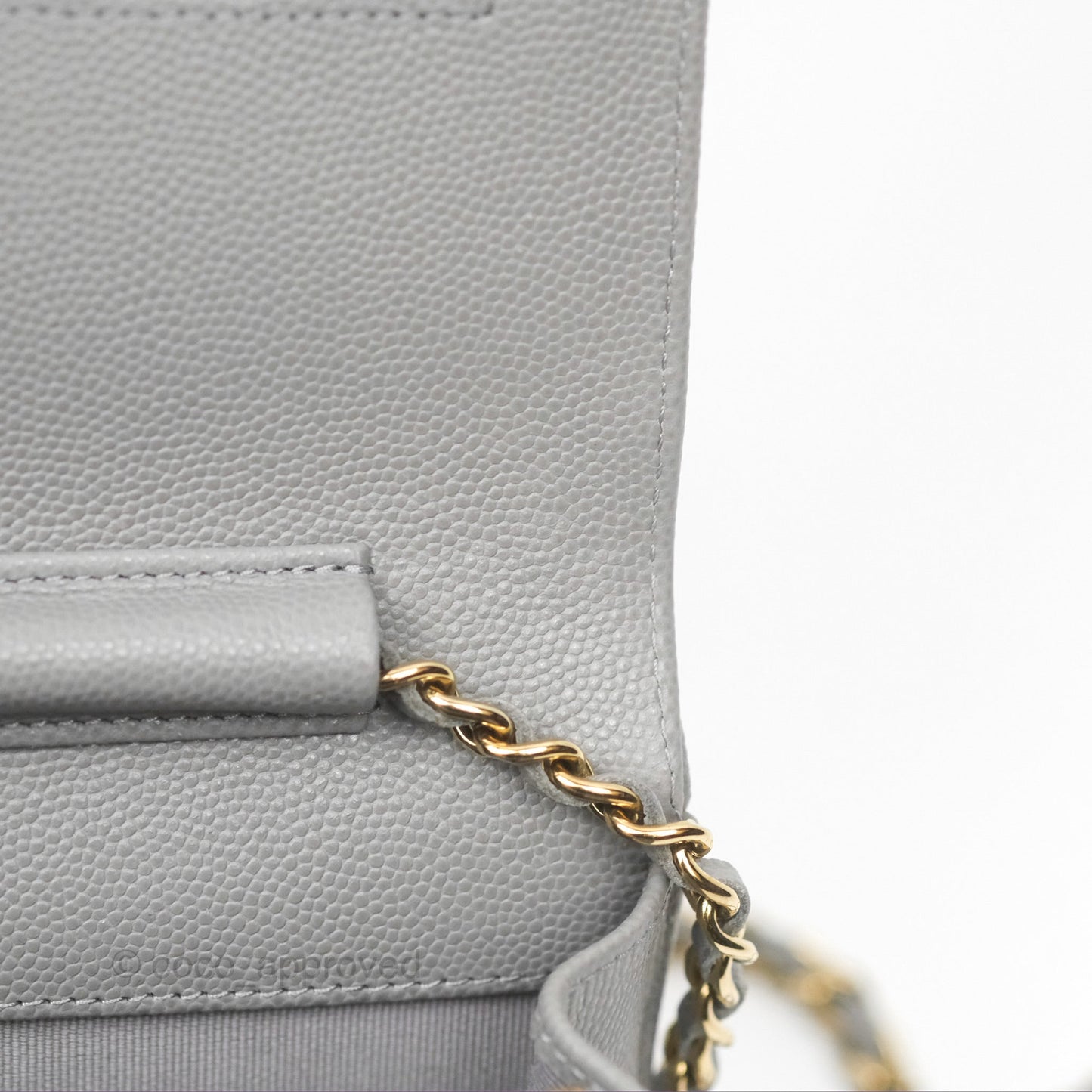 Chanel Classic Quilted Wallet On Chain WOC Grey Caviar Gold Hardware