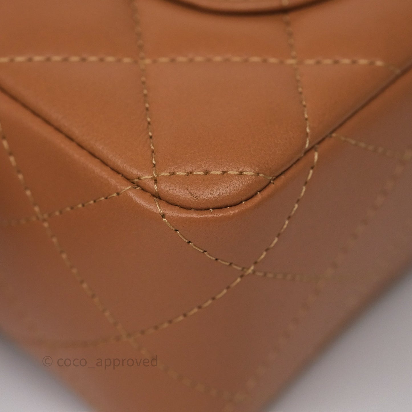 Chanel Mini Rectangular Flap Quilted Caramel Beige Lambskin Gold Hardware