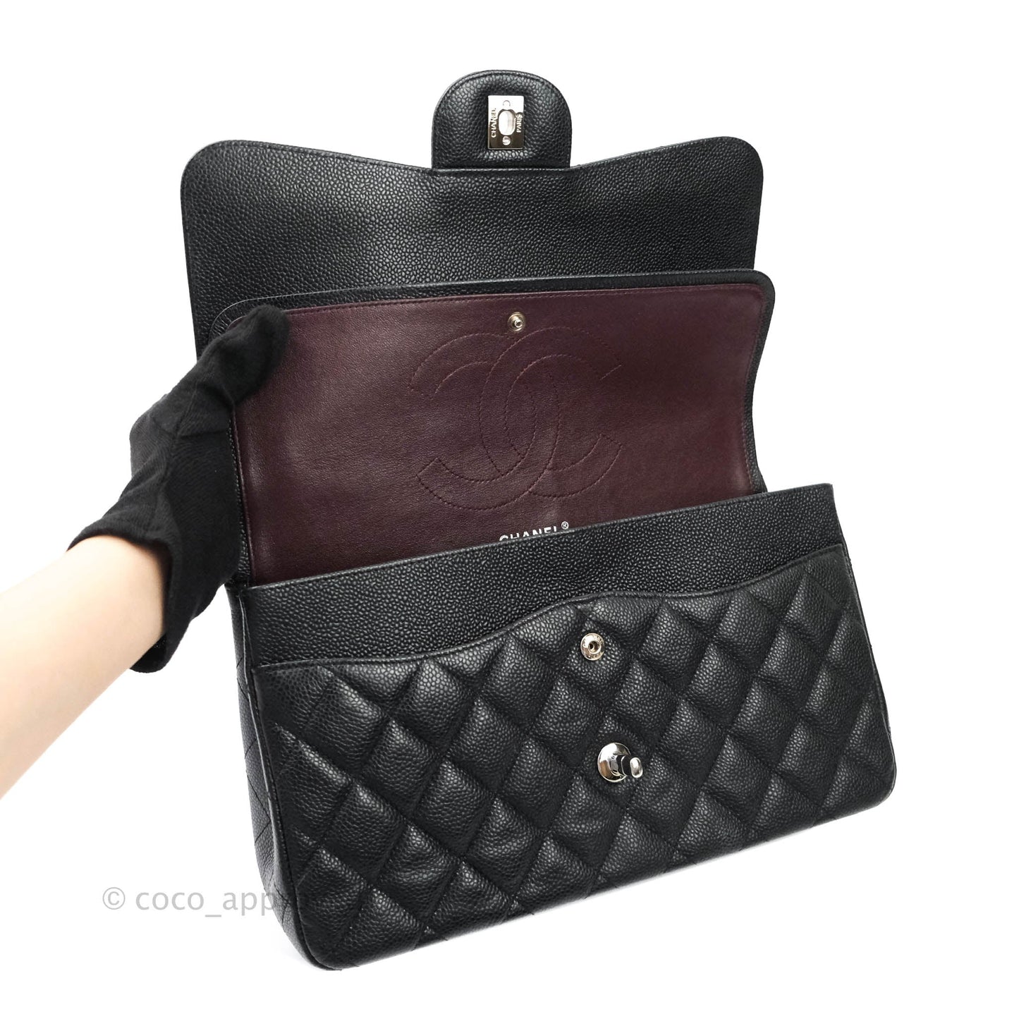 Chanel Jumbo Double Flap Black Caviar Silver Hardware⁣⁣