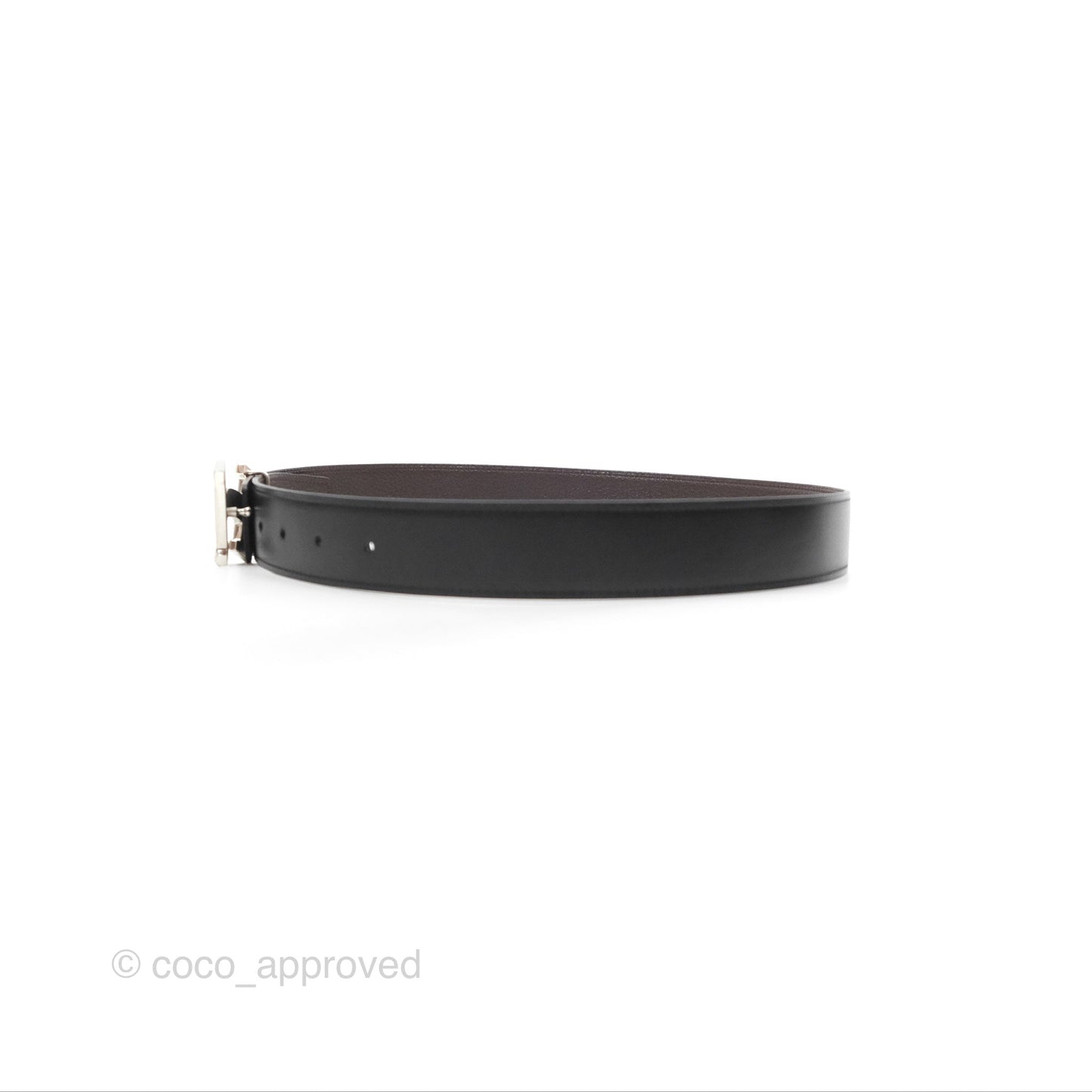 Hermès Smile H Reversible Belt 32mm Black Box Leather Palladium Hardware