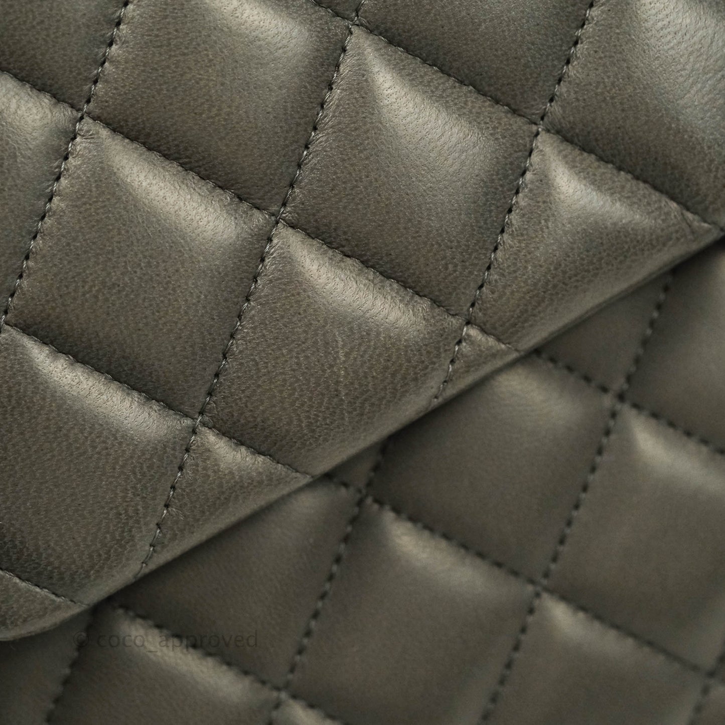 Chanel Classic Single Flap Maxi Grey Lambskin Gun Metal Hardware