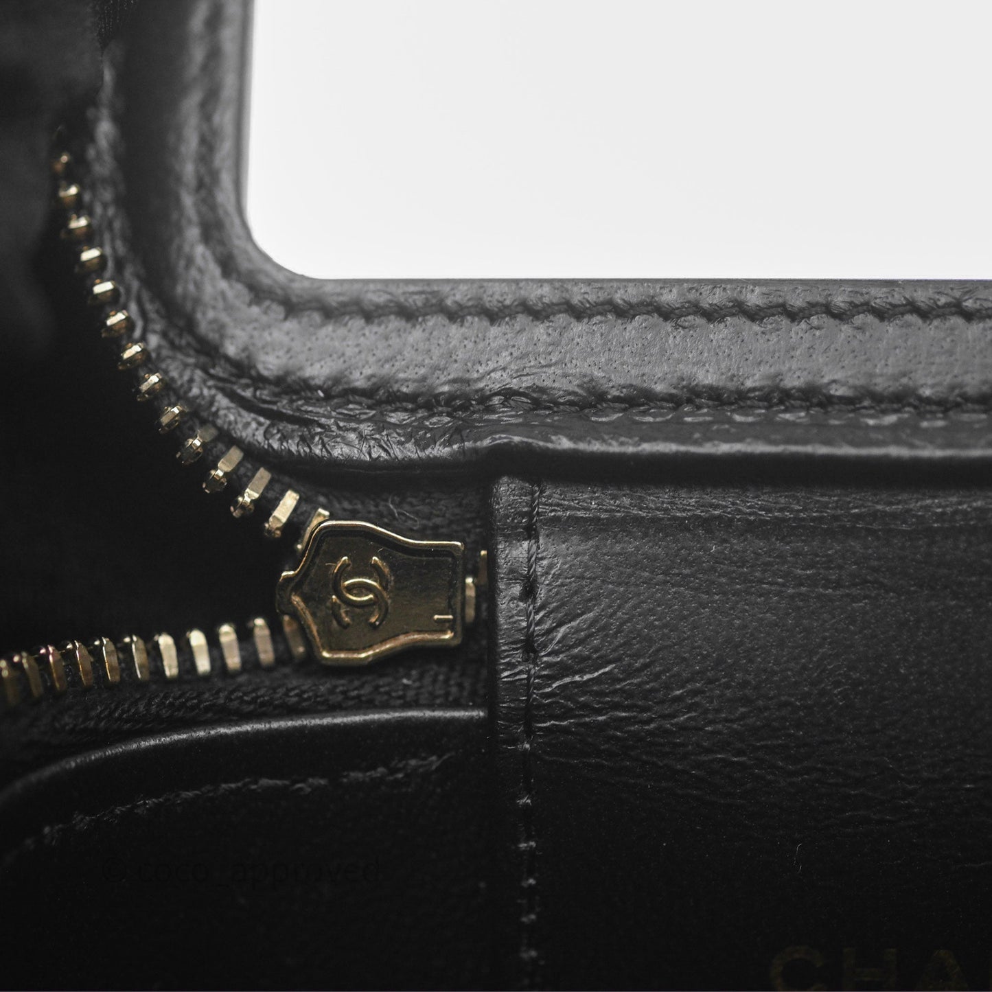 Chanel Mini Metal Top Handle Vanity With Chain Black Lambskin Aged Gold Hardware