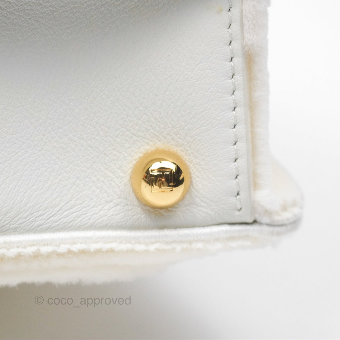 Fendi Peekaboo Medium Mink Fur White Gold Hardware