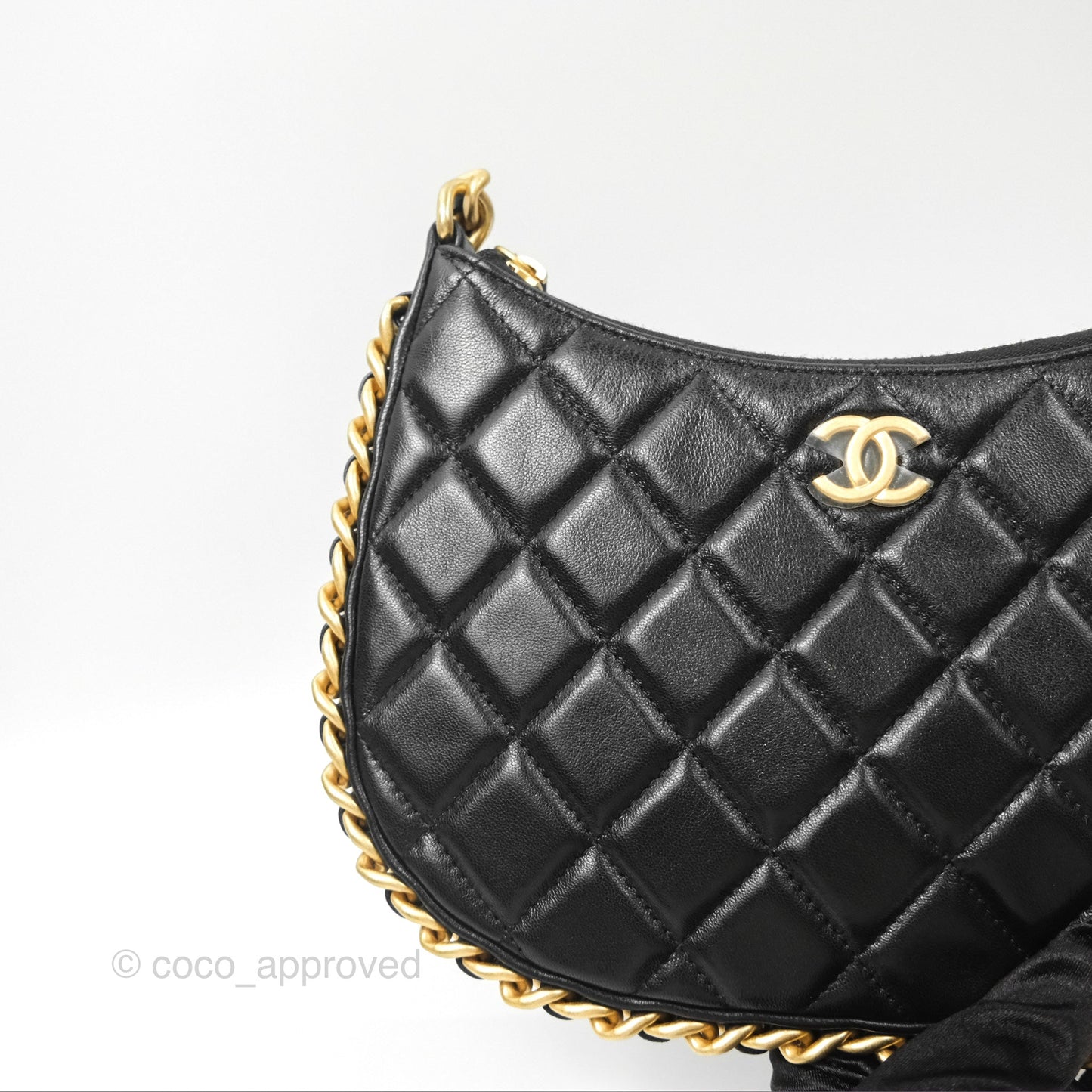 Chanel Chain Around Hobo Bag Black Lambskin Aged Gold Hardware 23B