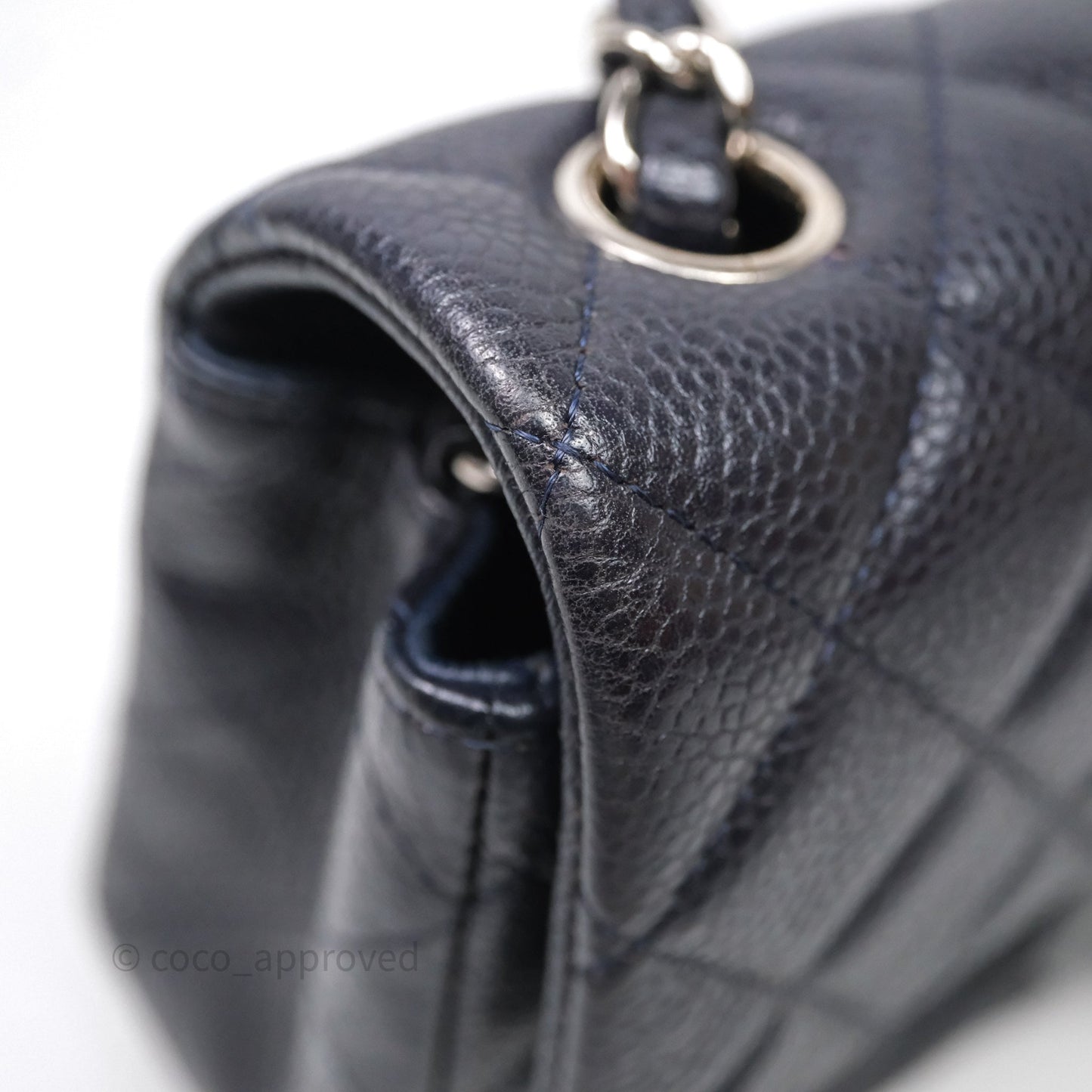 Chanel Mini Rectangular Quilted Dark Navy Caviar Silver Hardware
