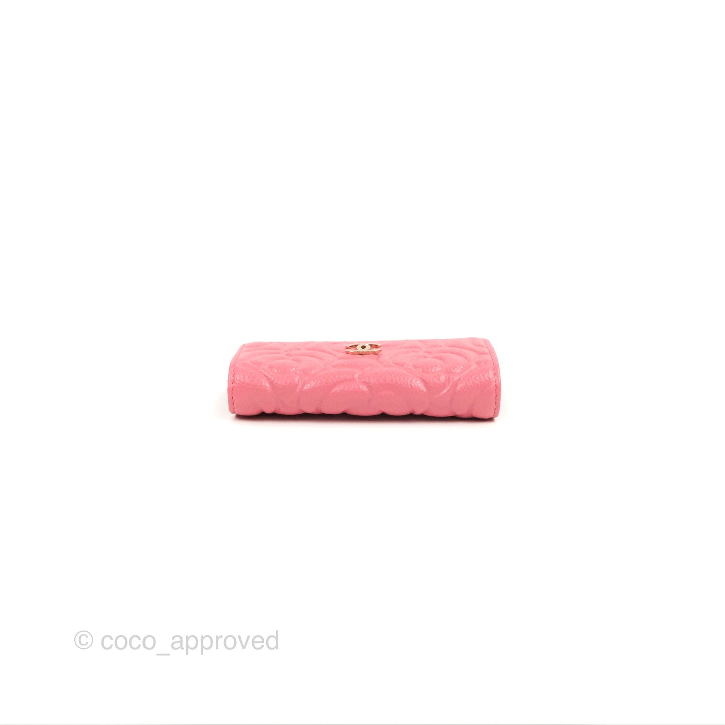 Chanel Camellia Card Holder Pink Caviar Gold Hardware