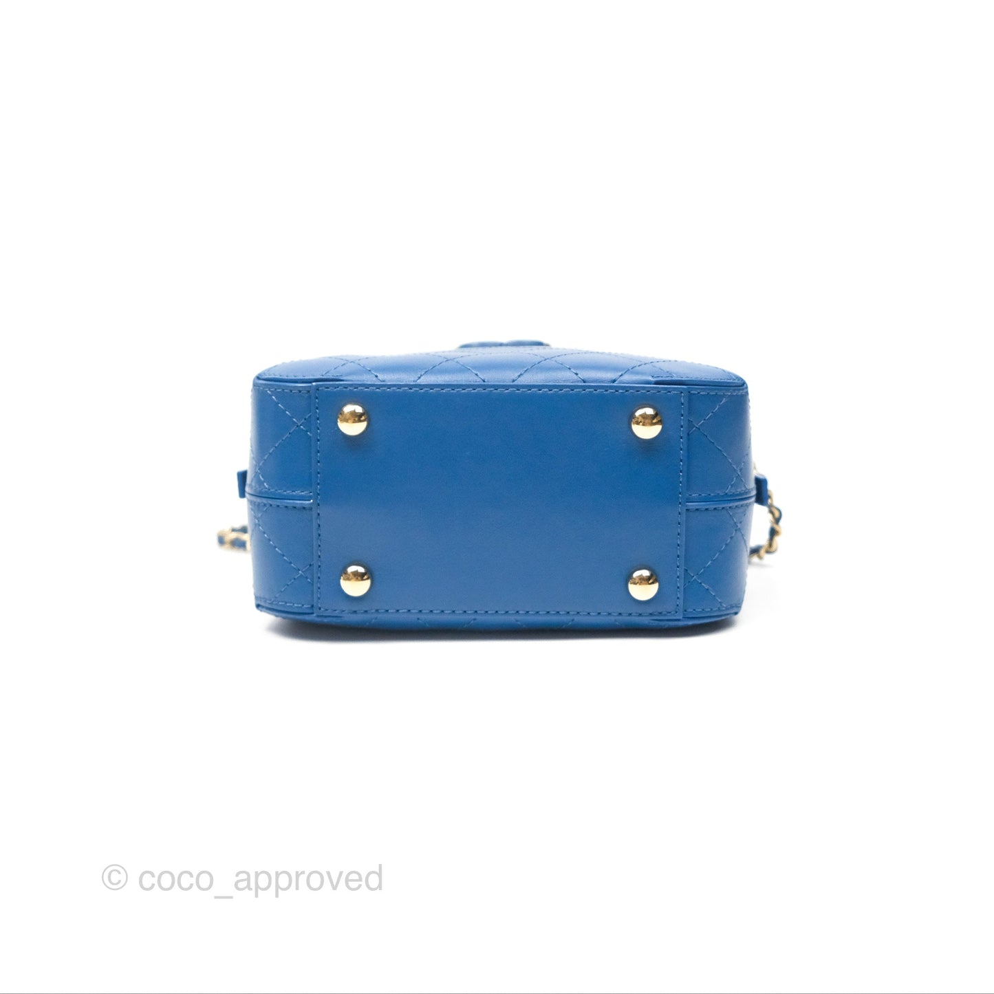 Chanel Stitched Camera Case Bag Blue Calfskin Gold Hardware