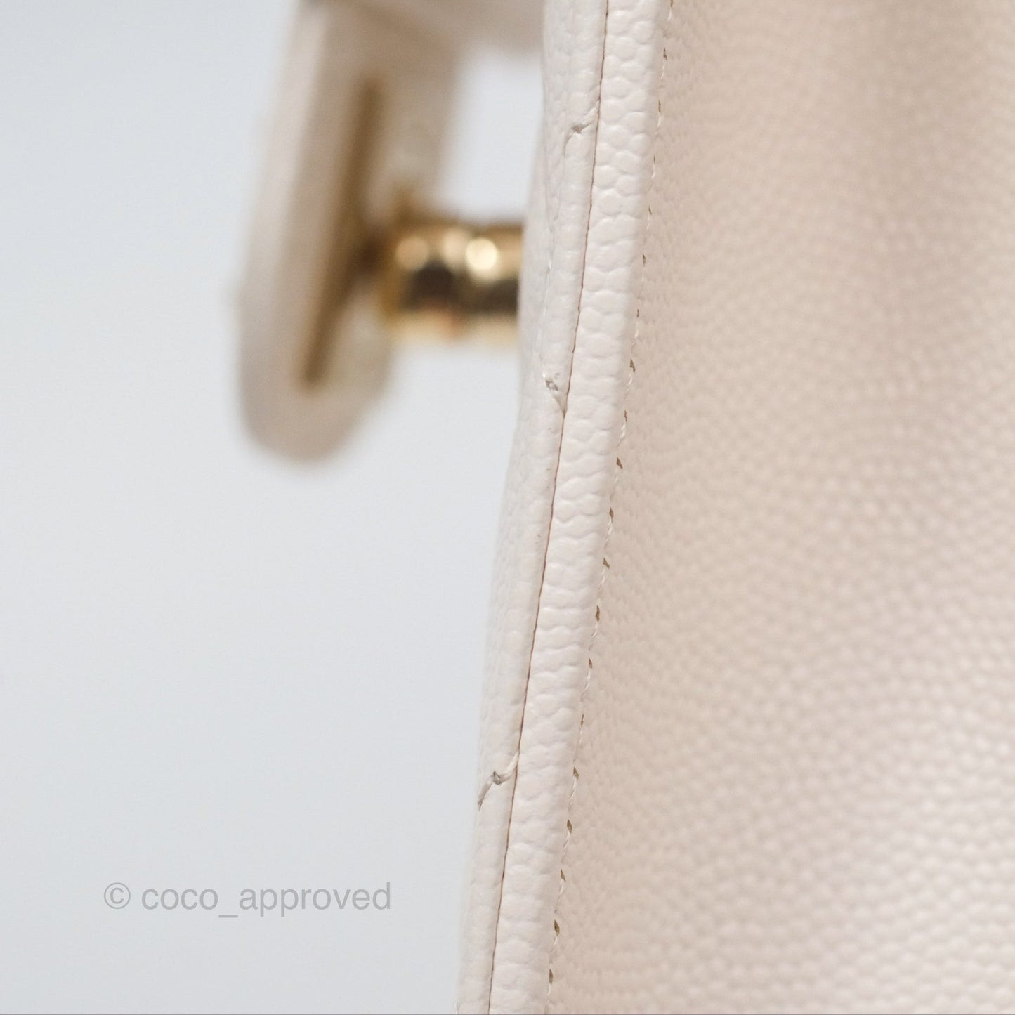 Chanel Classic Quilted Phone Holder White Caviar Gold Hardware