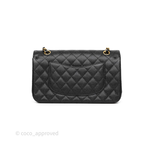 Chanel Classic M/L Medium Flap Quilted Black Caviar Gold Hardware