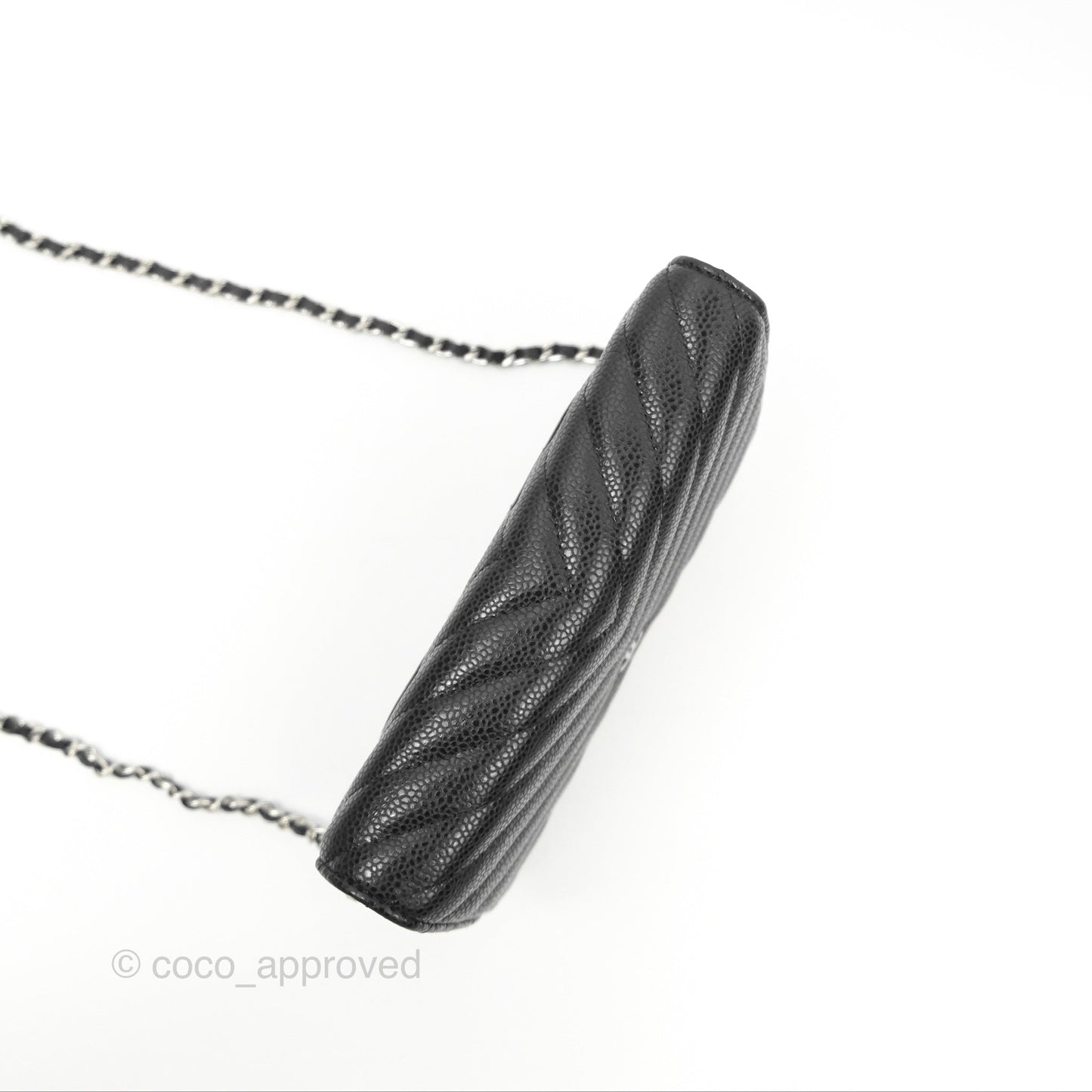 Chanel Classic Chevron Wallet on Chain WOC Black Caviar Silver Hardware