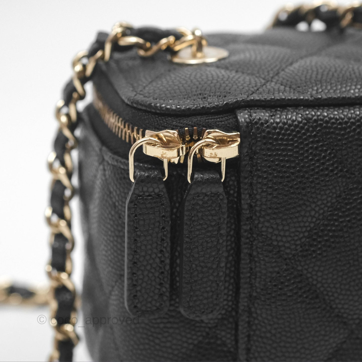Chanel Mini Vanity With Chain Black Caviar Gold Hardware