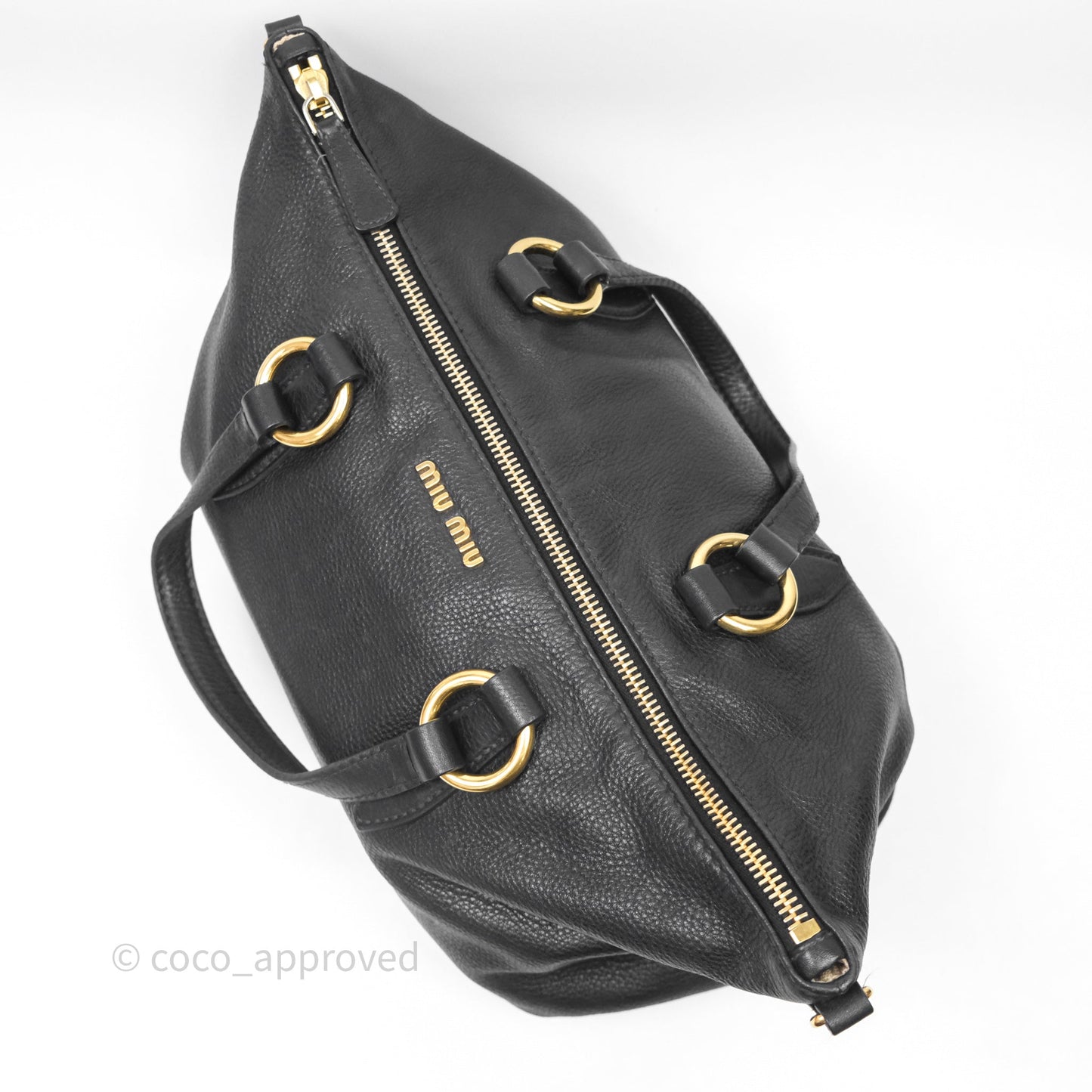 Miu Miu Vitello Tote Bag Black Gold Hardware