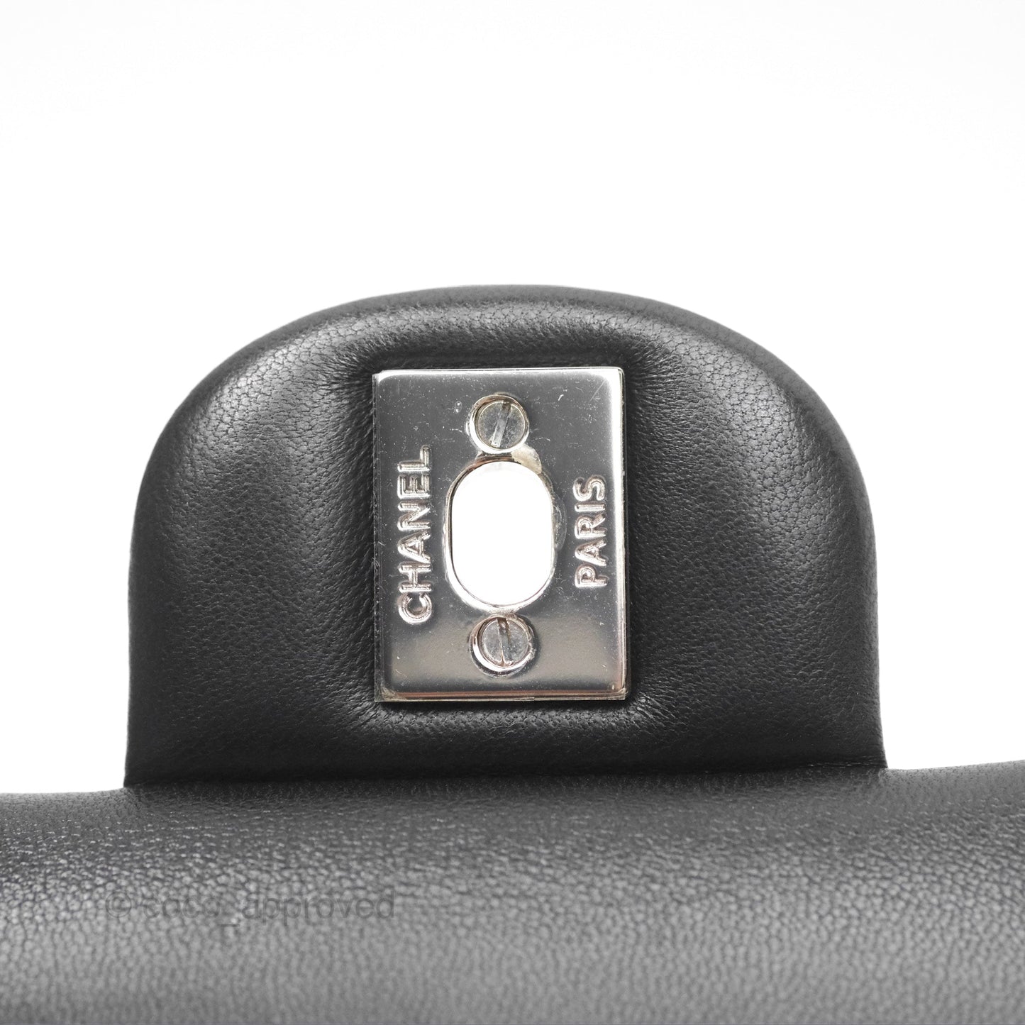 Chanel Classic M/L Medium Flap Quilted Black Lambskin Silver Hardware