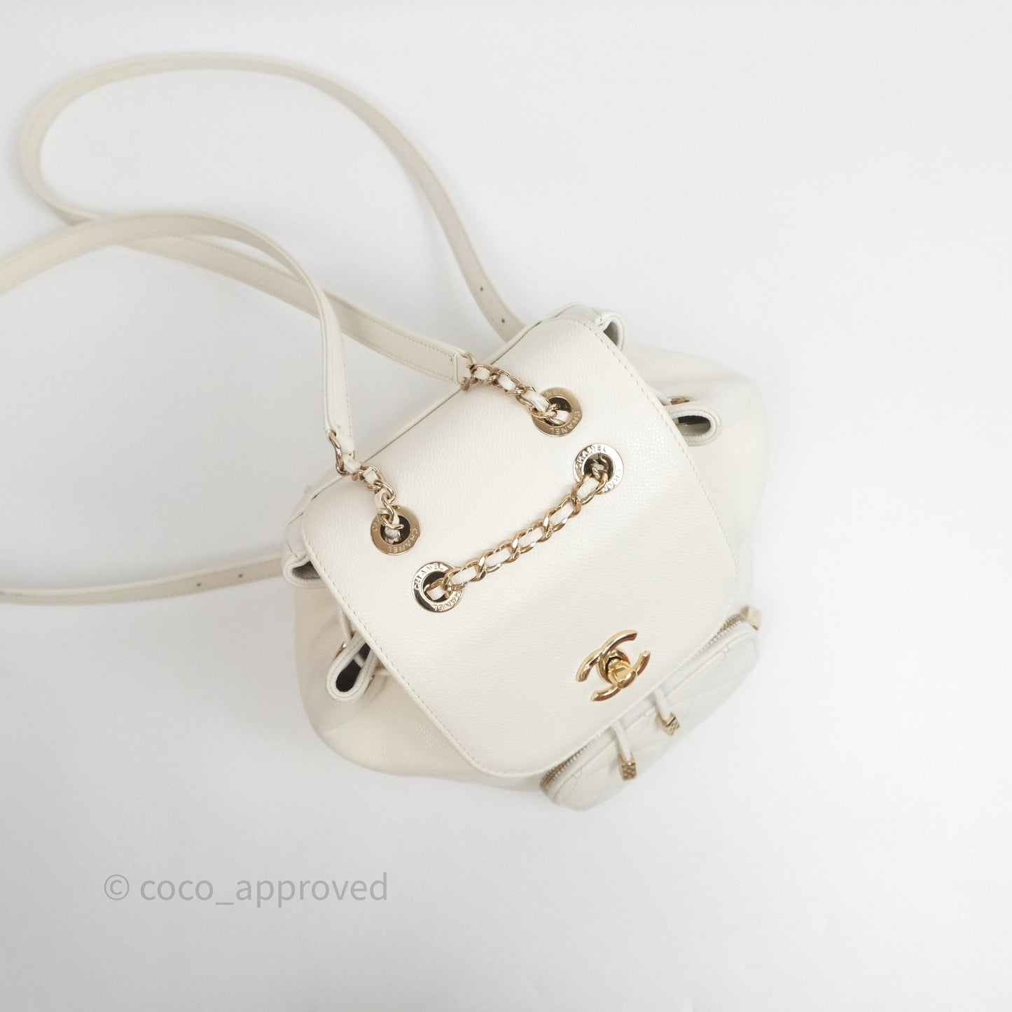 Chanel Quilted Business Affinity Backpack Ivory White Caviar Gold Hardware