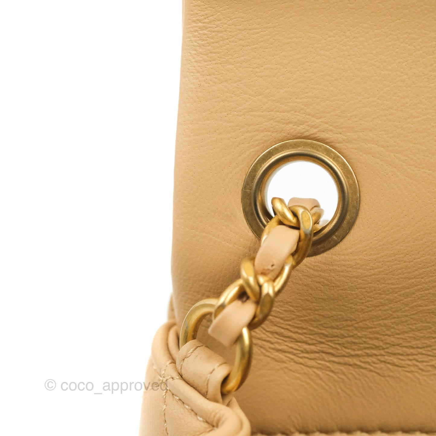 Chanel Mini Rectangular Pearl Crush Beige Lambskin Aged Gold Hardware