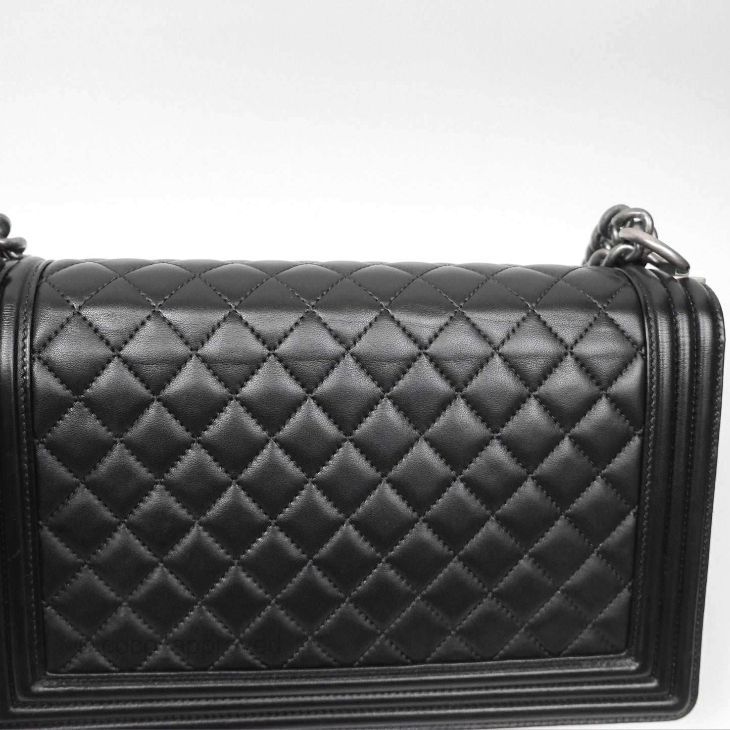 Chanel Quilted New Medium Boy Black Lambskin Ruthenium Hardware