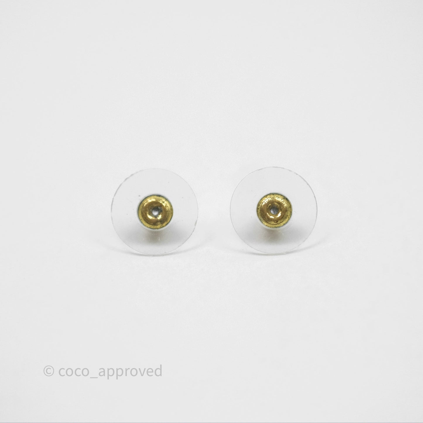 Chanel Pearl CC Crystal Double Hoop Earrings Gold Tone 21B