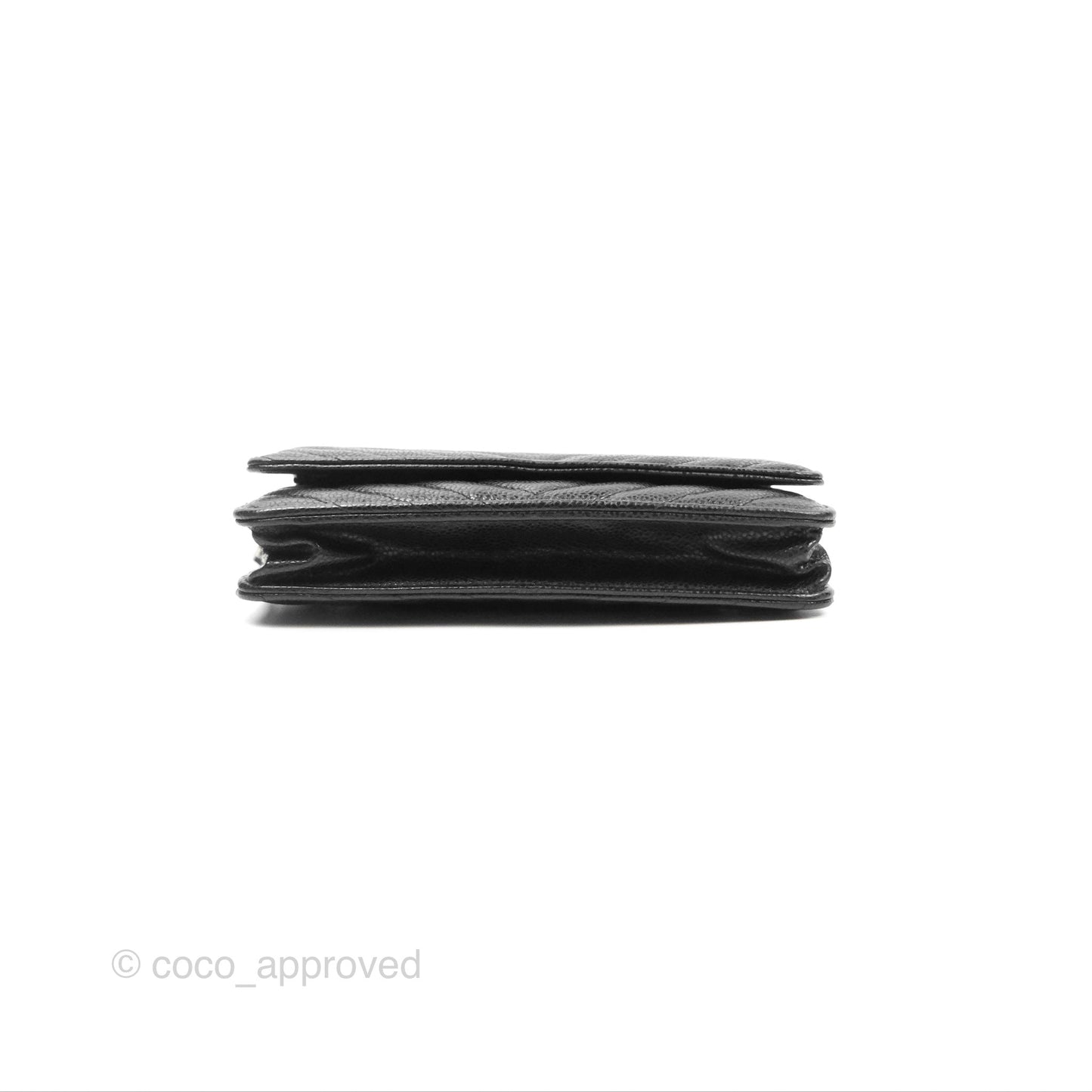 Chanel Classic Chevron Wallet on Chain WOC Black Caviar Silver Hardware