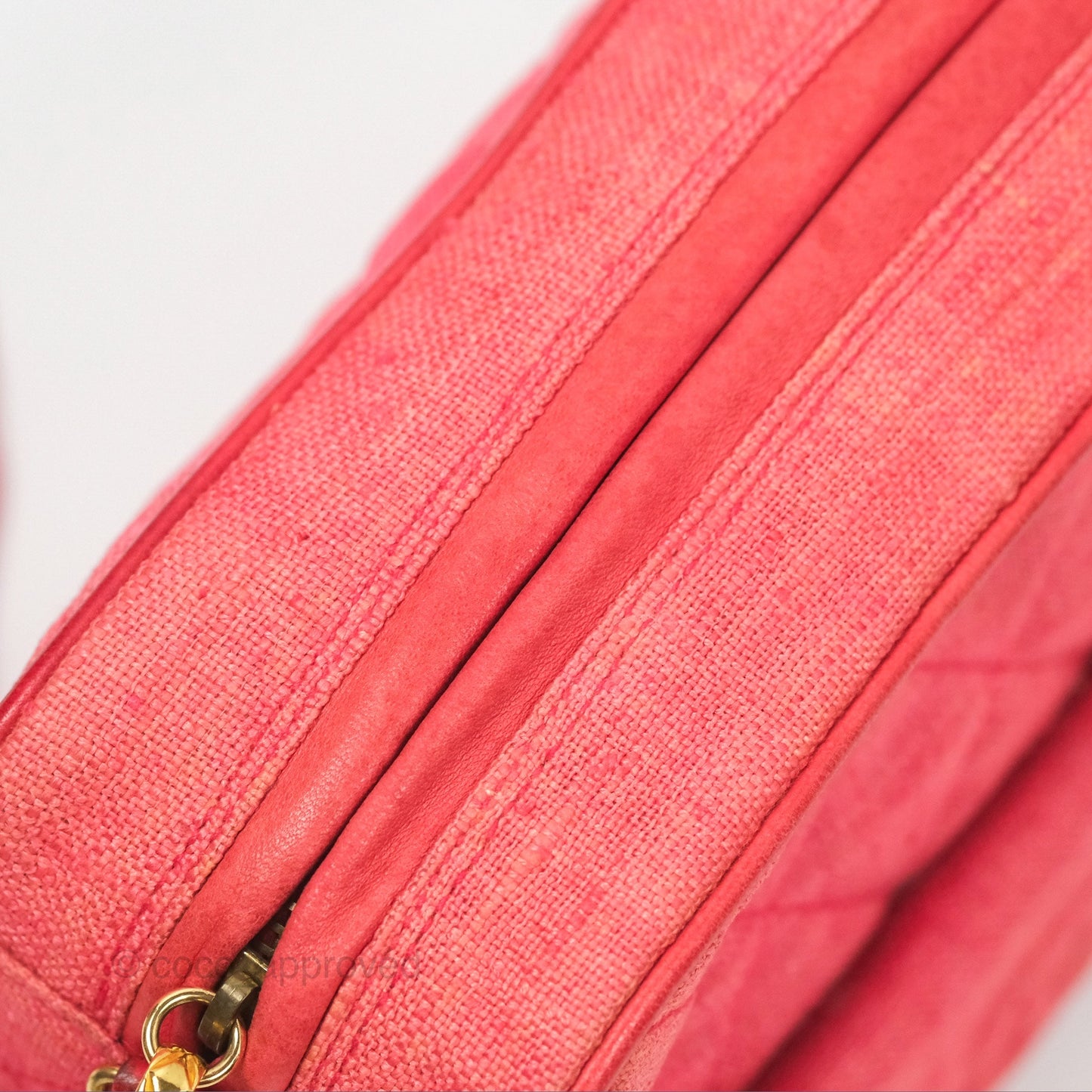 Chanel Vintage Small Tassel Camera Bag Dark Pink Canvas Gold Hardware