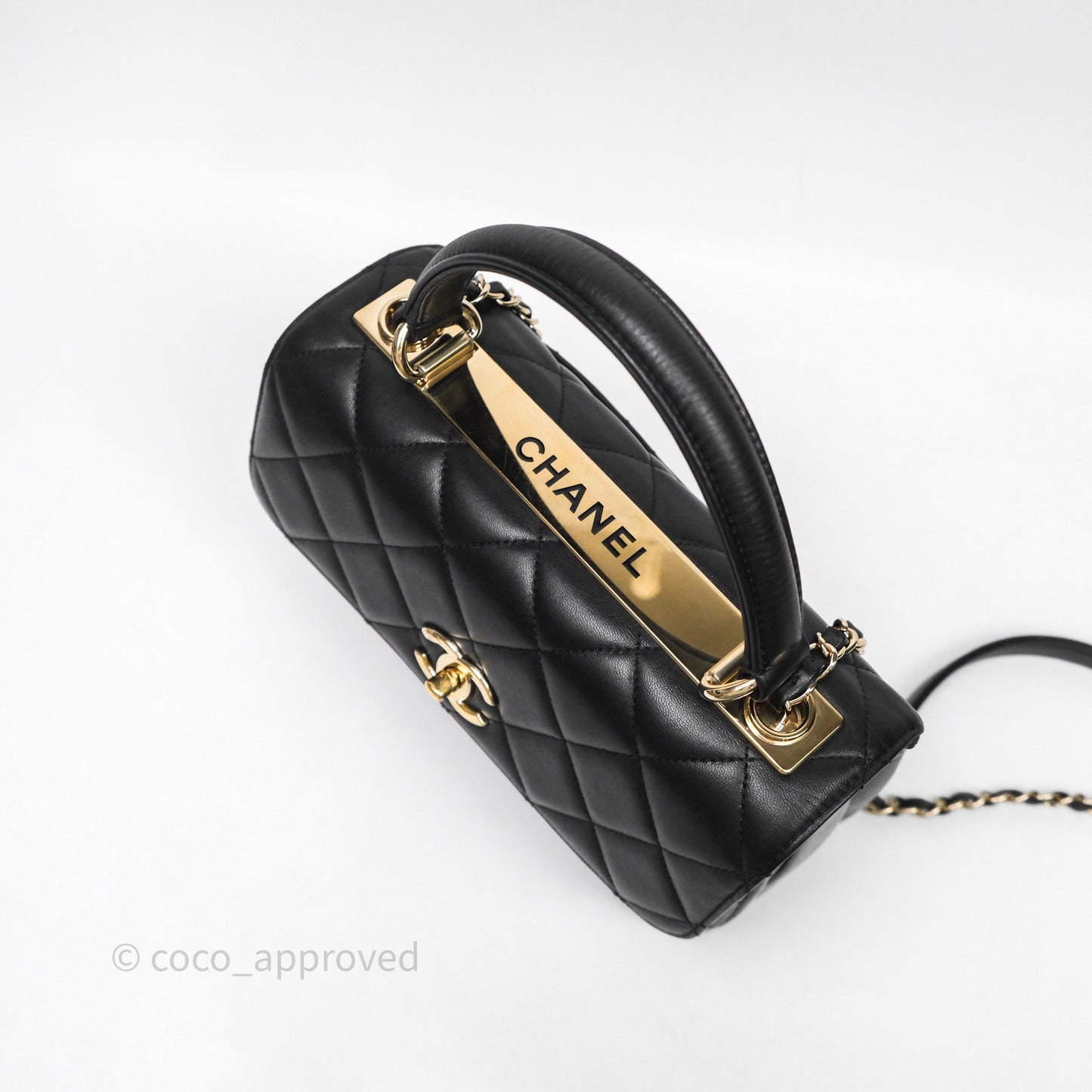 Chanel Small Trendy CC Black Lambskin Gold Hardware
