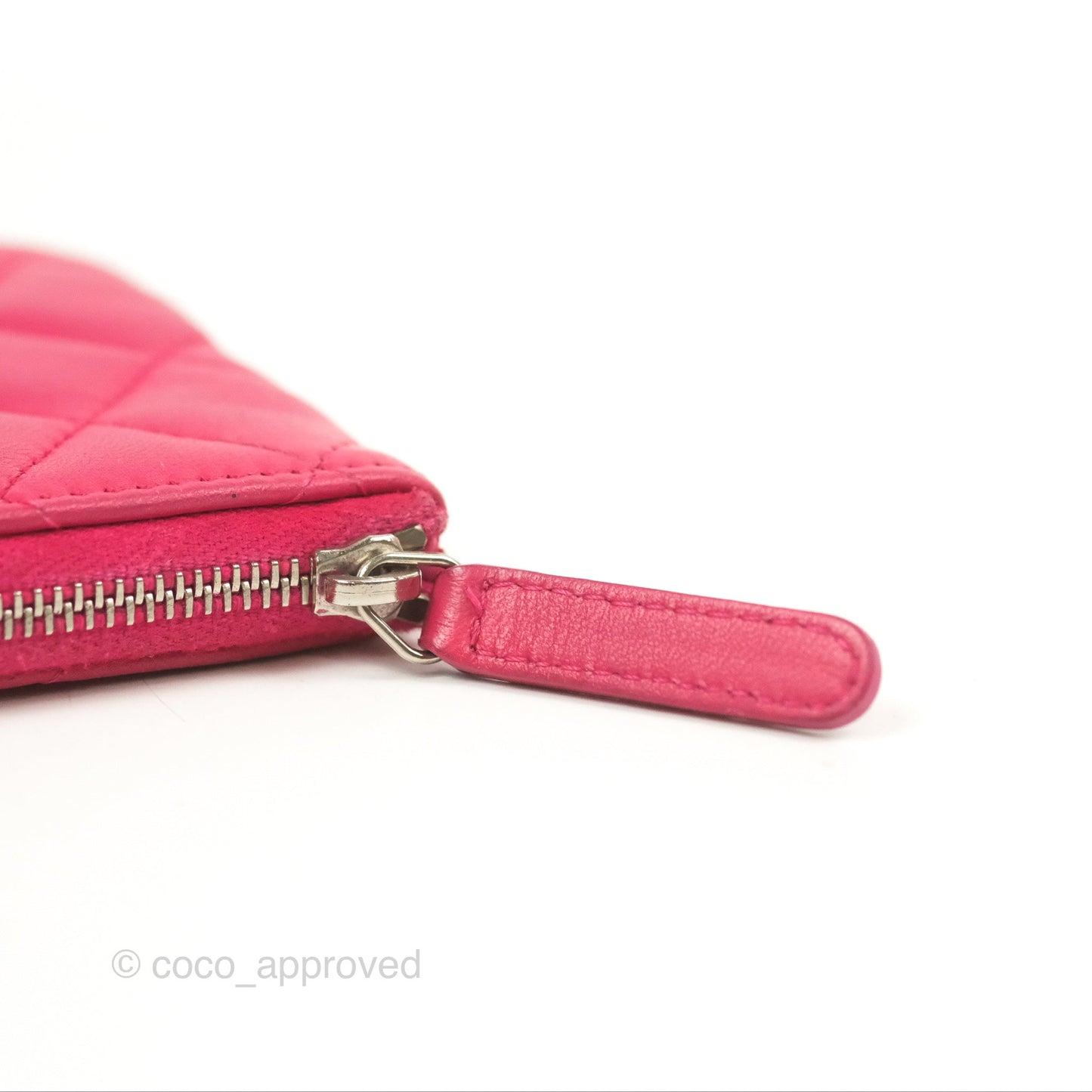 Chanel Quilted Mini O Case Pink Lambskin Silver Hardware