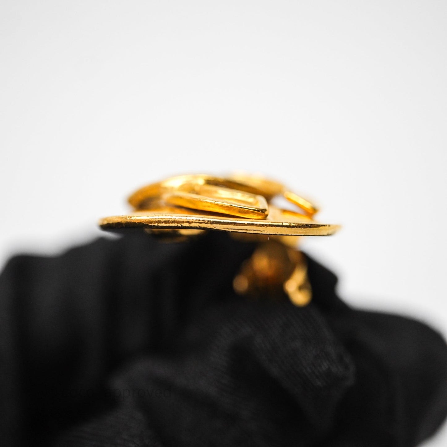 Chanel Square Ear Clip Gold Tone 94P
