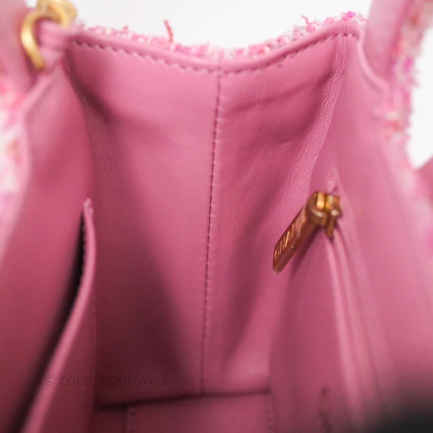 Chanel Kelly Bag Pink Tweed Aged Gold Hardware