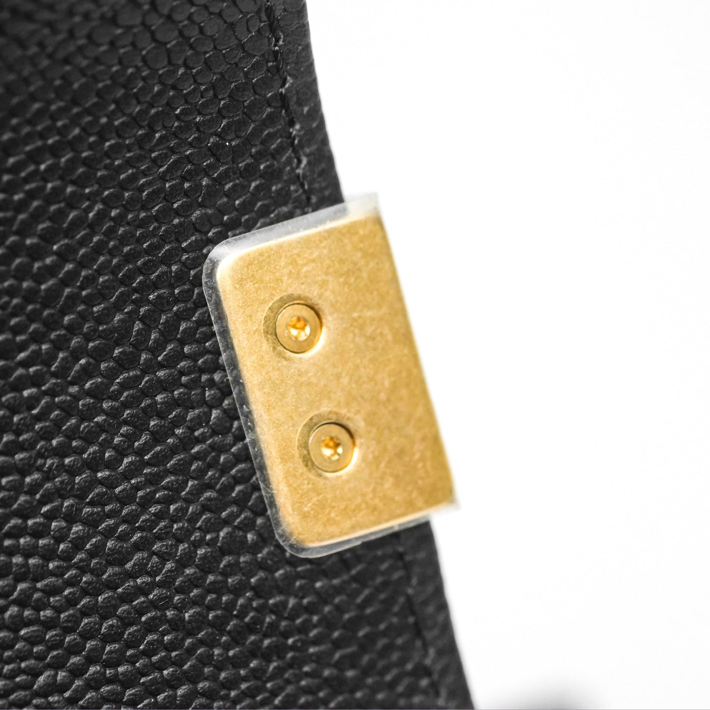Chanel Small Chain Around Boy Quilted Black Caviar Aged Gold Hardware