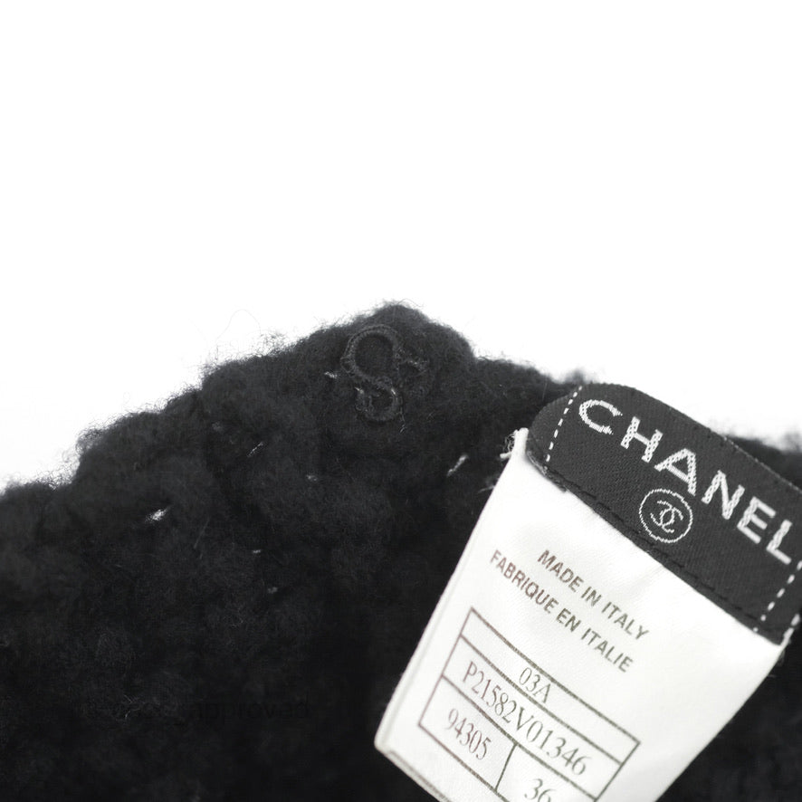 Chanel Fringe Scarf Black