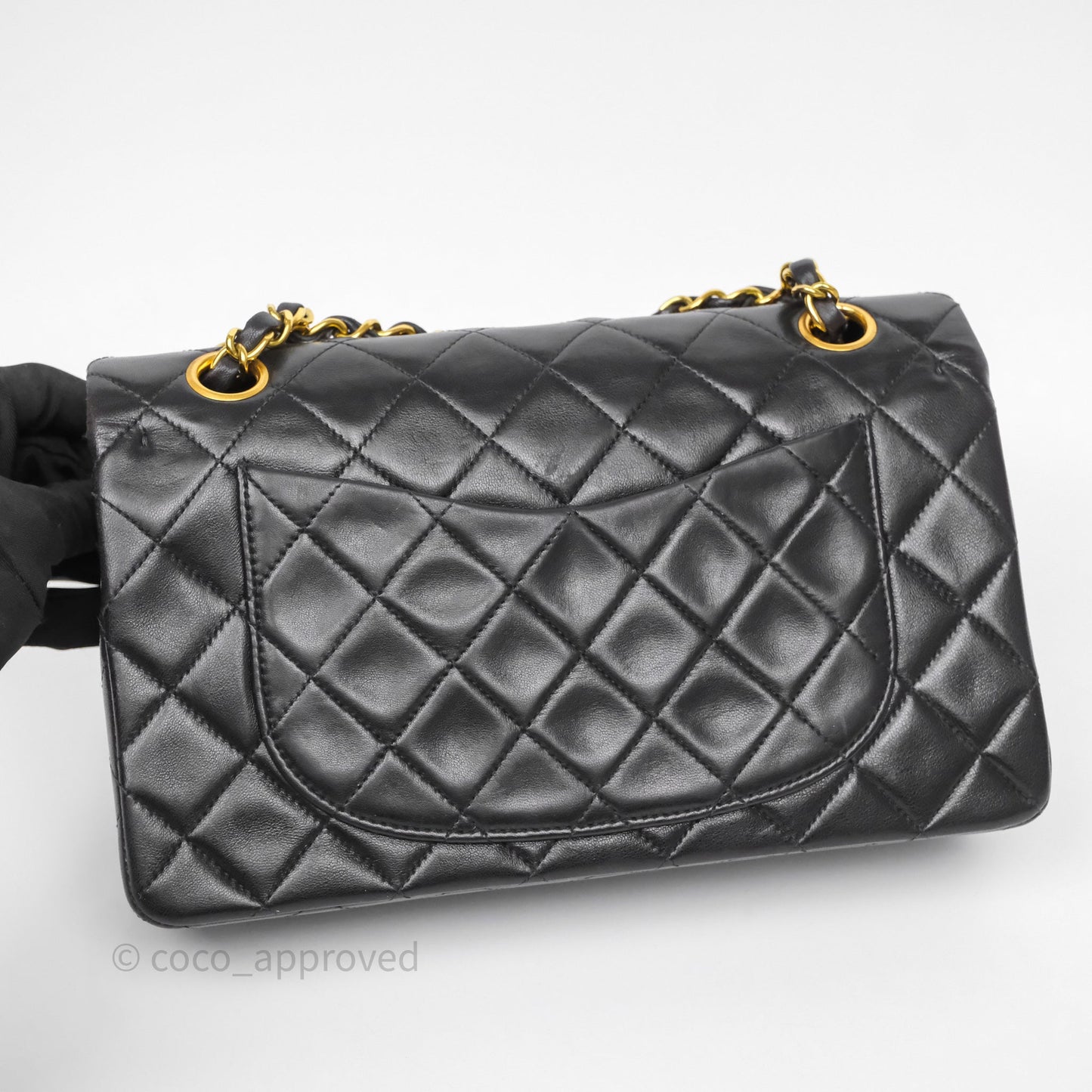 Chanel Vintage Small Classic Flap Black Lambskin 24K Gold Hardware