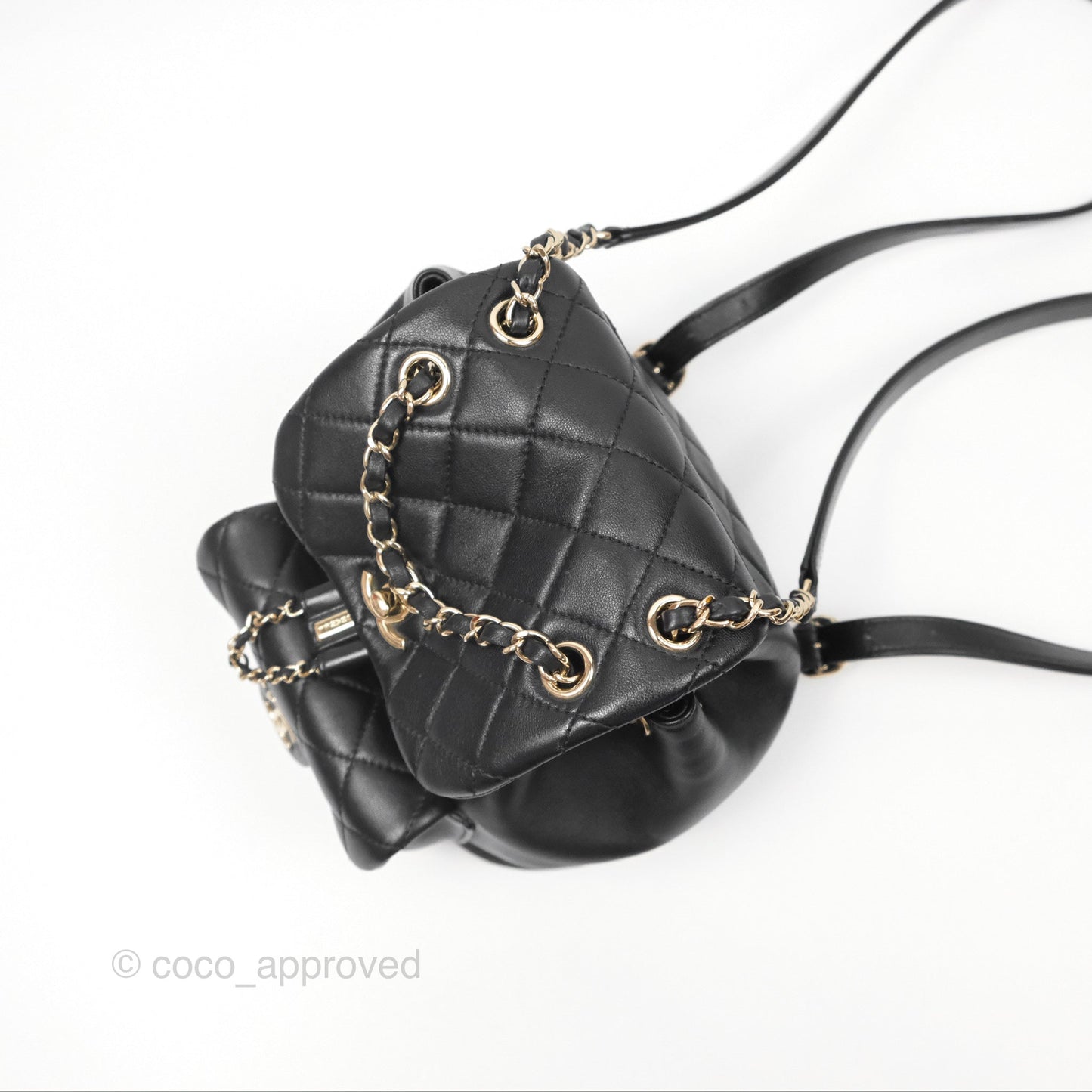 Chanel Quilted Small Duma Drawstring Backpack Black Lambskin