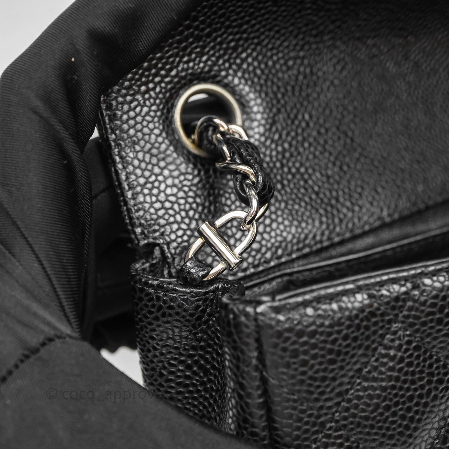 Chanel East West Flap Bag Black Caviar Silver Hardware