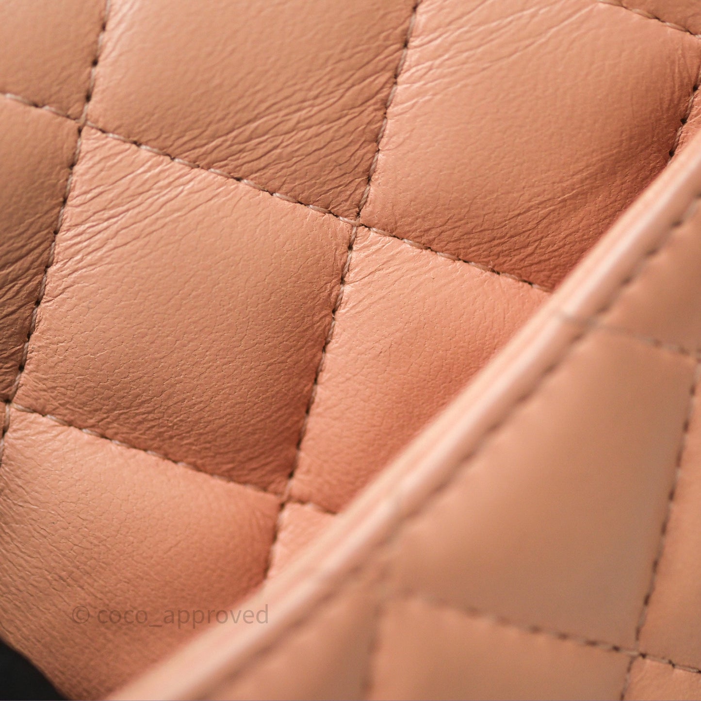 Chanel Mini Square Flap Quilted Beige Pink Lambskin Gold Hardware