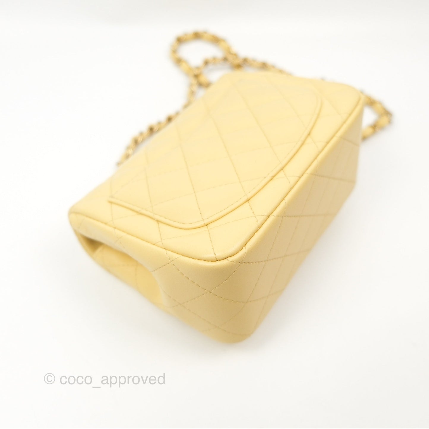 Chanel Quilted Mini Square Yellow Lambskin Gold Hardware