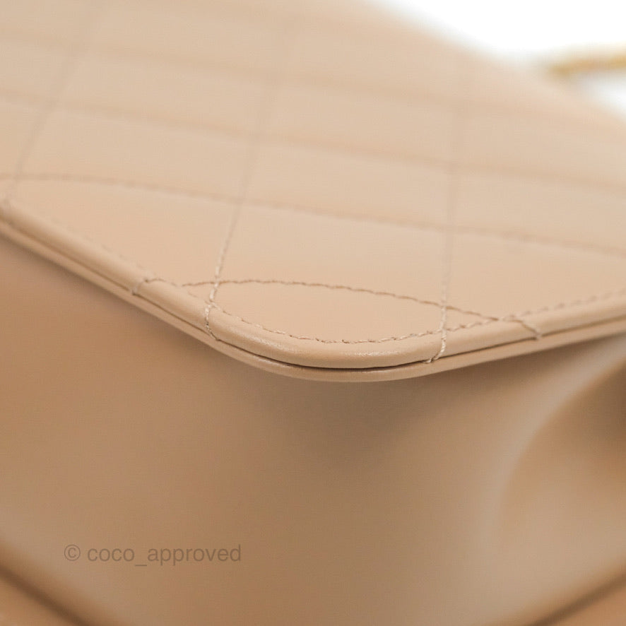 Chanel Quilted Perfect Fit Adjustable Beige Calfskin Gold Hardware 21A