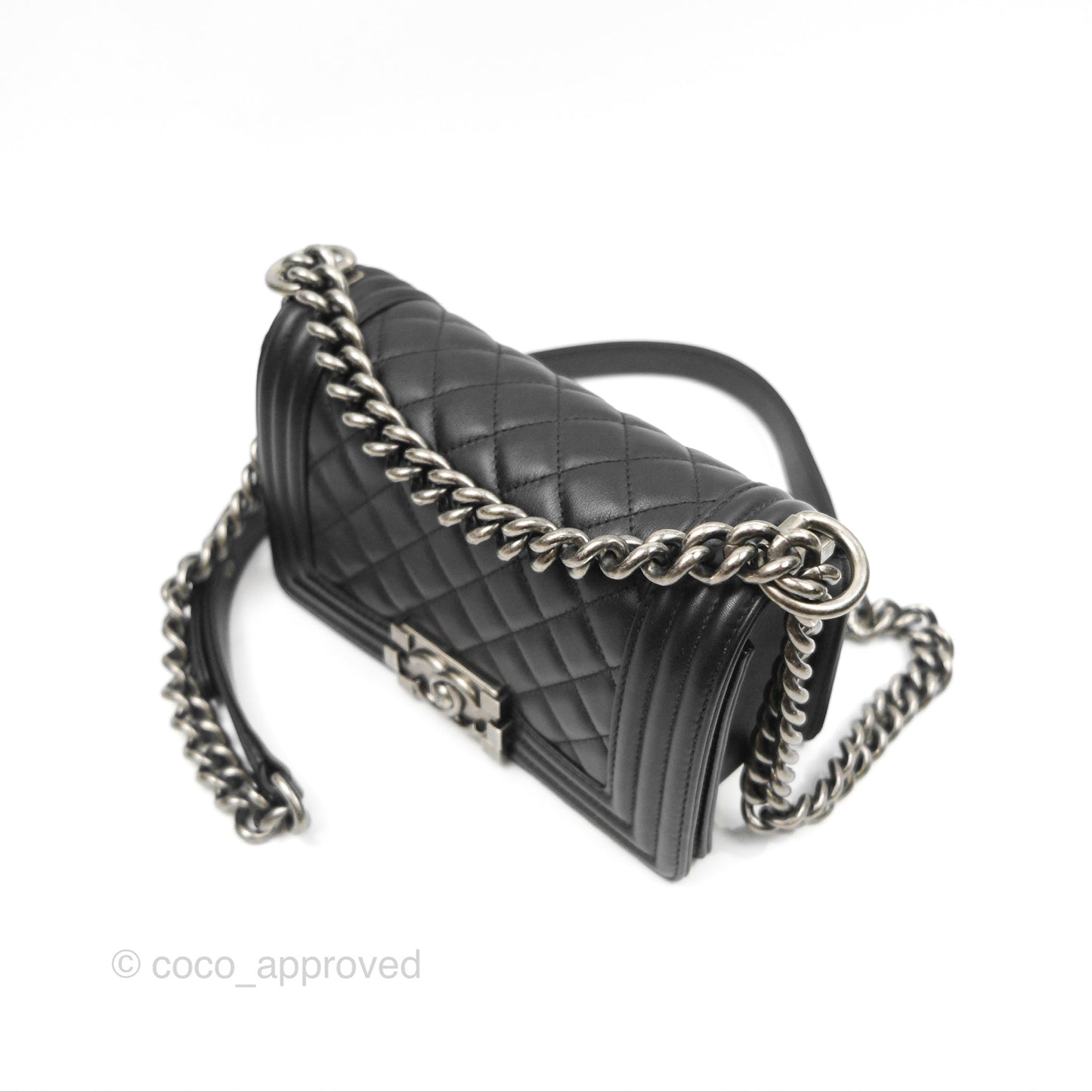 Chanel Small Boy Quilted Black Calfskin Ruthenium Hardware