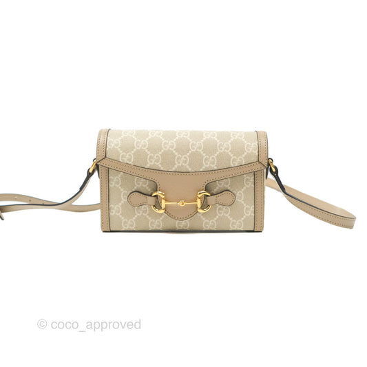 Gucci Horsebit 1955 Mini Bag Beige/White GG Supreme Canvas