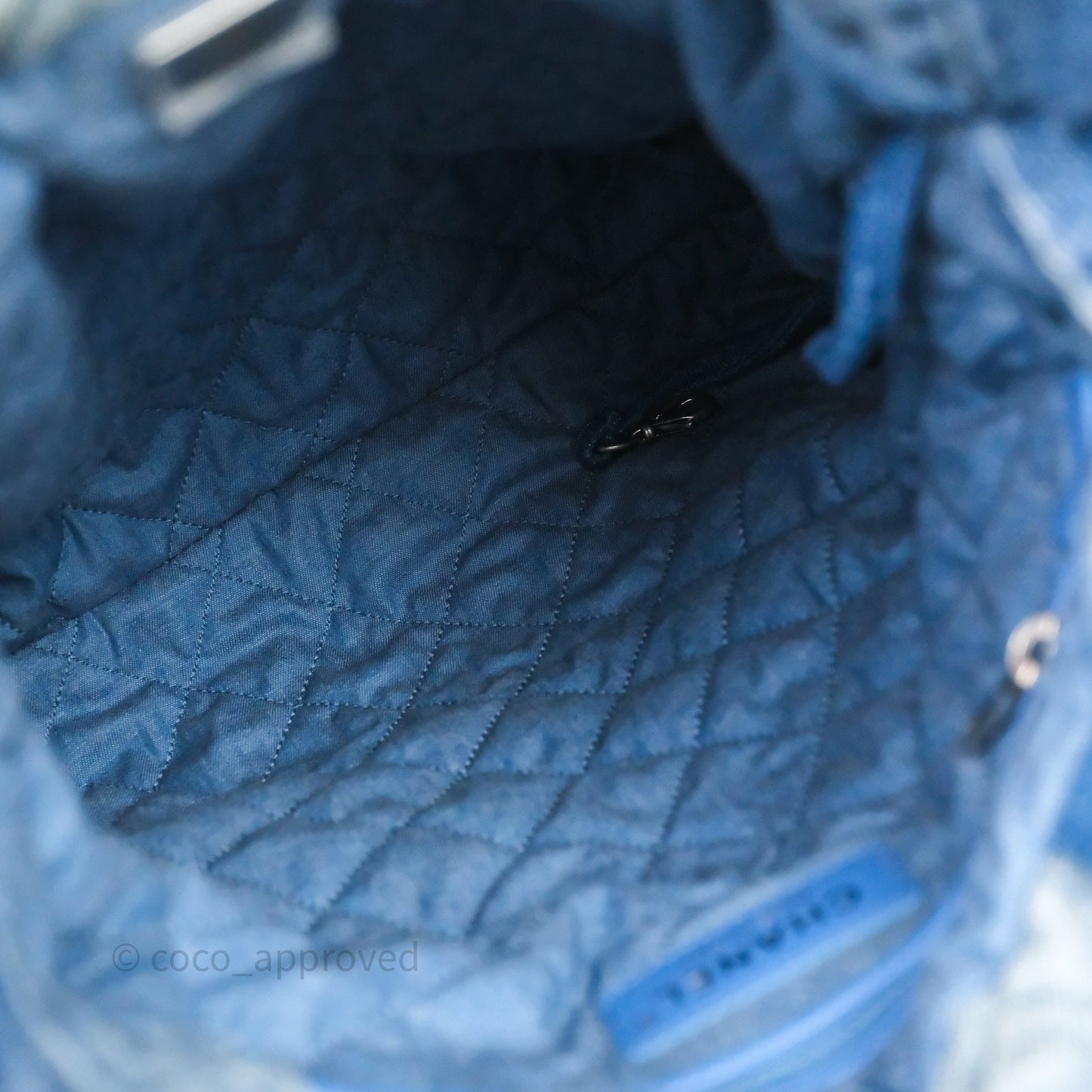 Chanel 22 Small Backpack Blue Denim Ruthenium Hardware