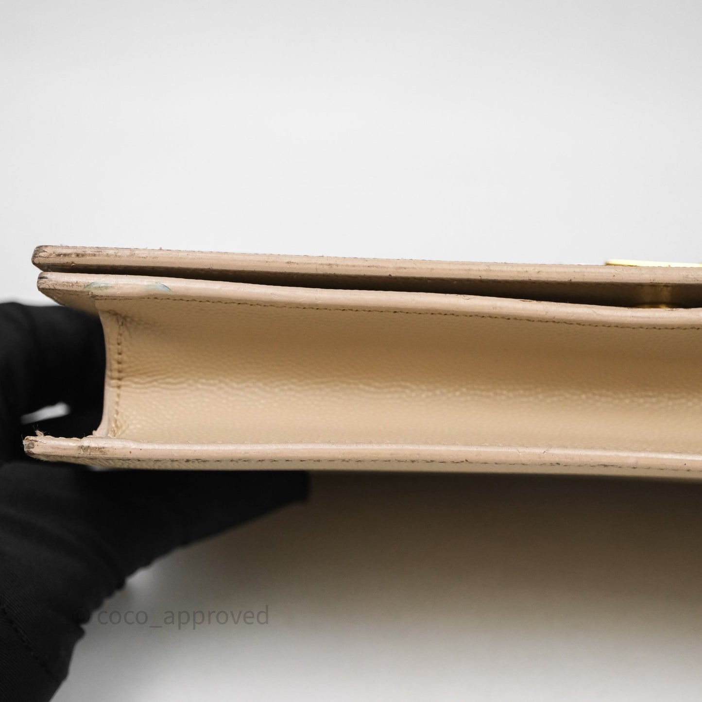 Saint Laurent Kate Clutch Monogram Beige Grain De Poudre Gold Hardware