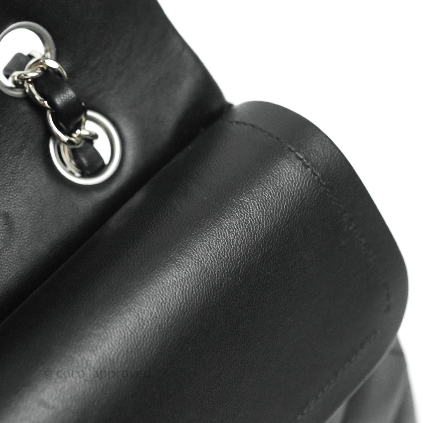 Chanel Classic M/L Medium Double Flap Black Lambskin Silver Hardware