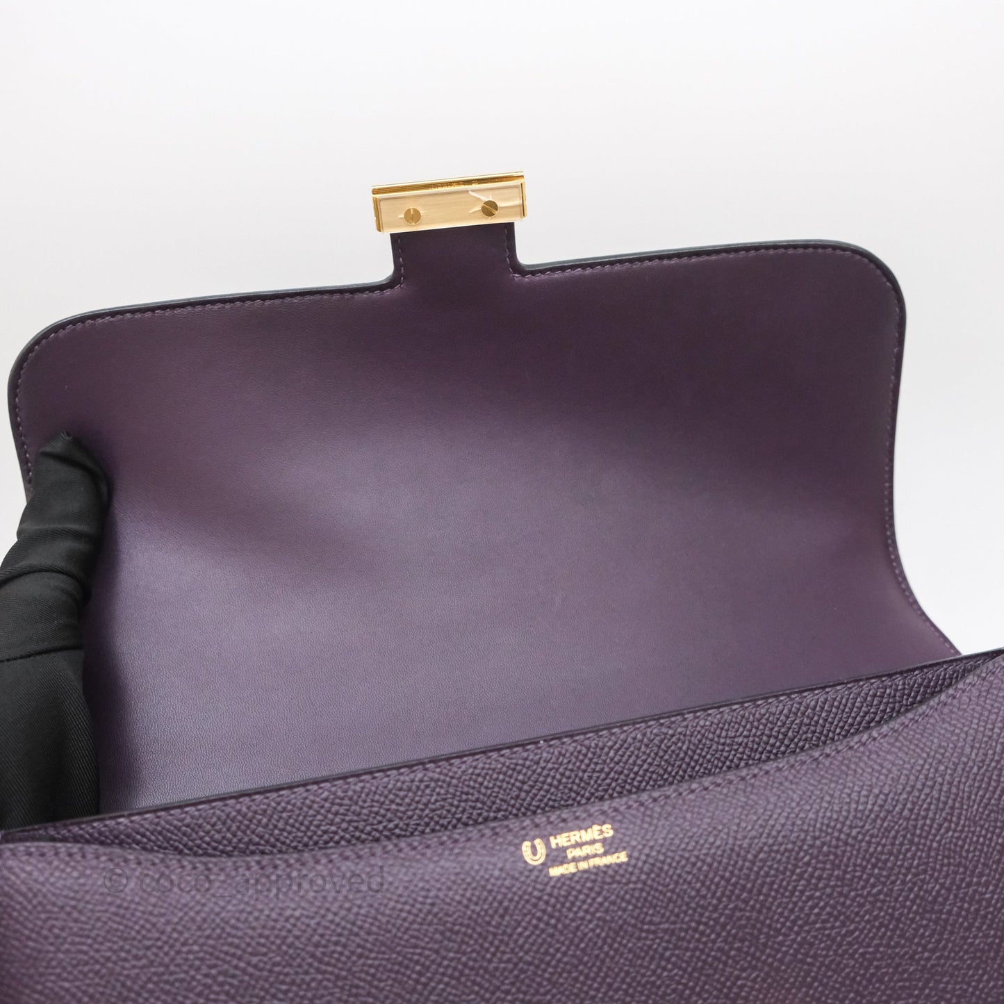 Hermès Constance Elan Raisin 59 Epsom Gold Hardware