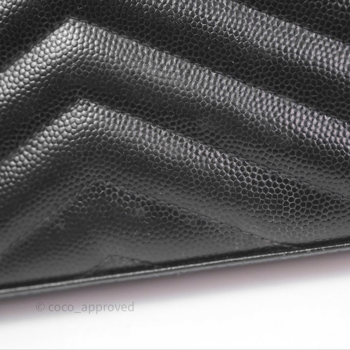 Saint Laurent Wallet on Chain WOC Black Grained Leather Sliver Hardware