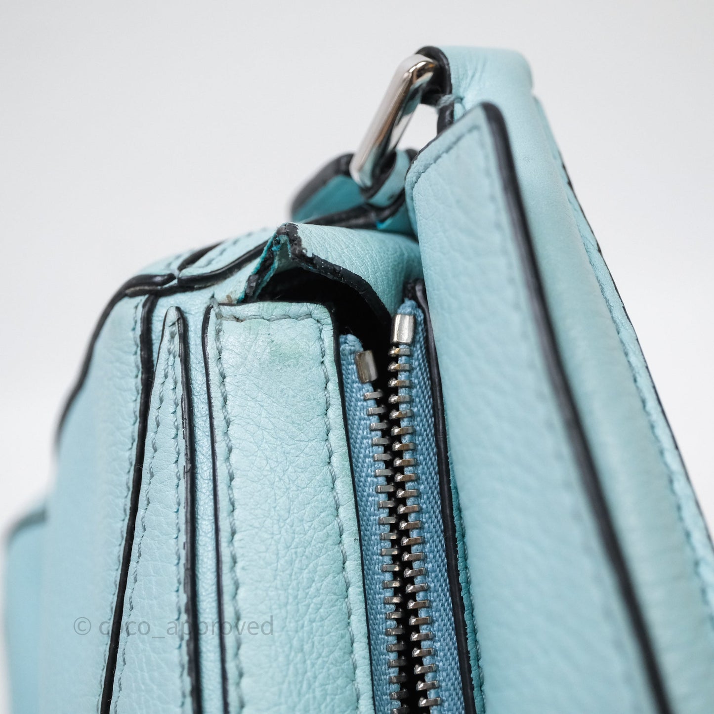 Loewe Mini Puzzle Bag Light Blue Calfskin Silver Hardware