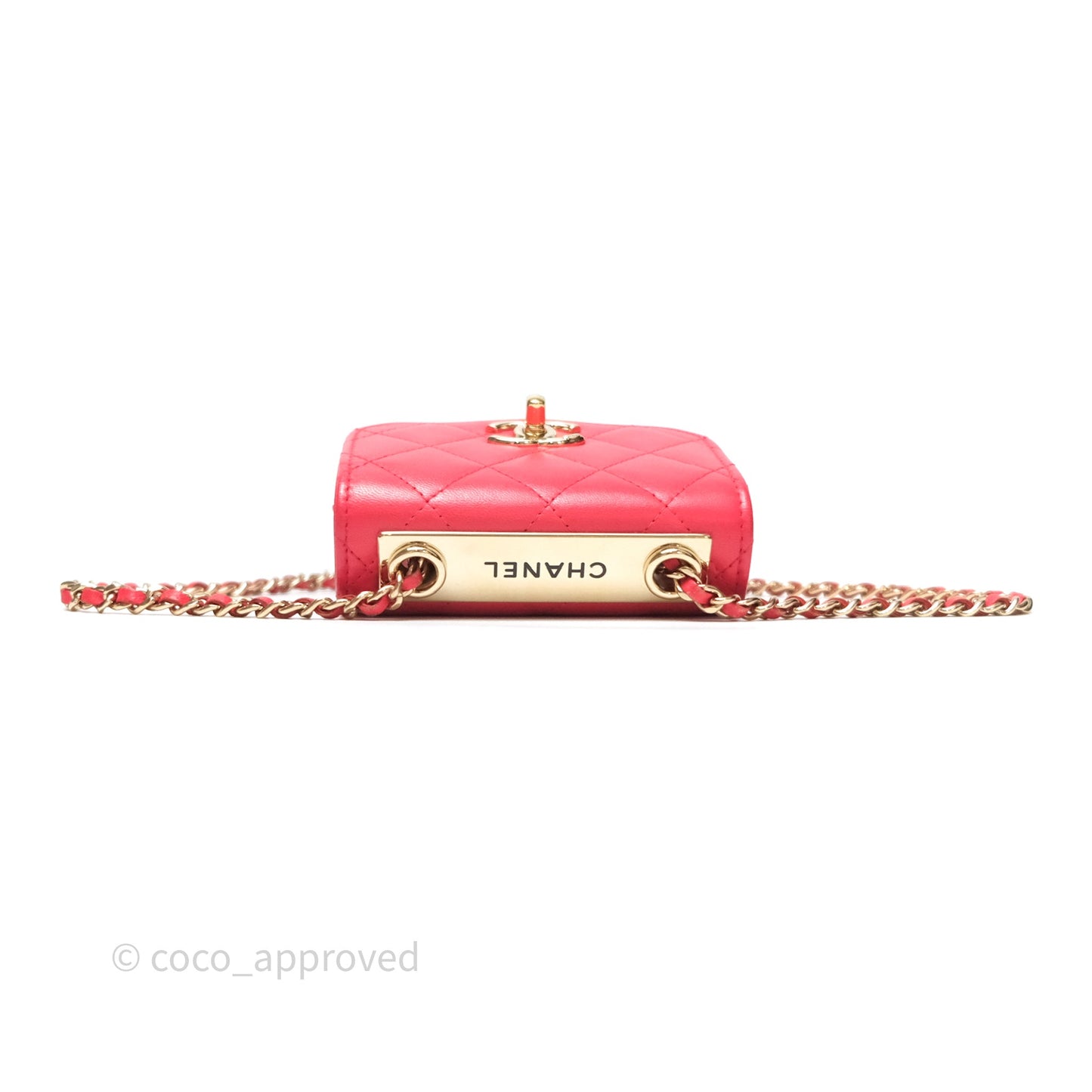 Chanel Mini Quilted Trendy CC Clutch With Chain Red Lambskin Gold Hardware